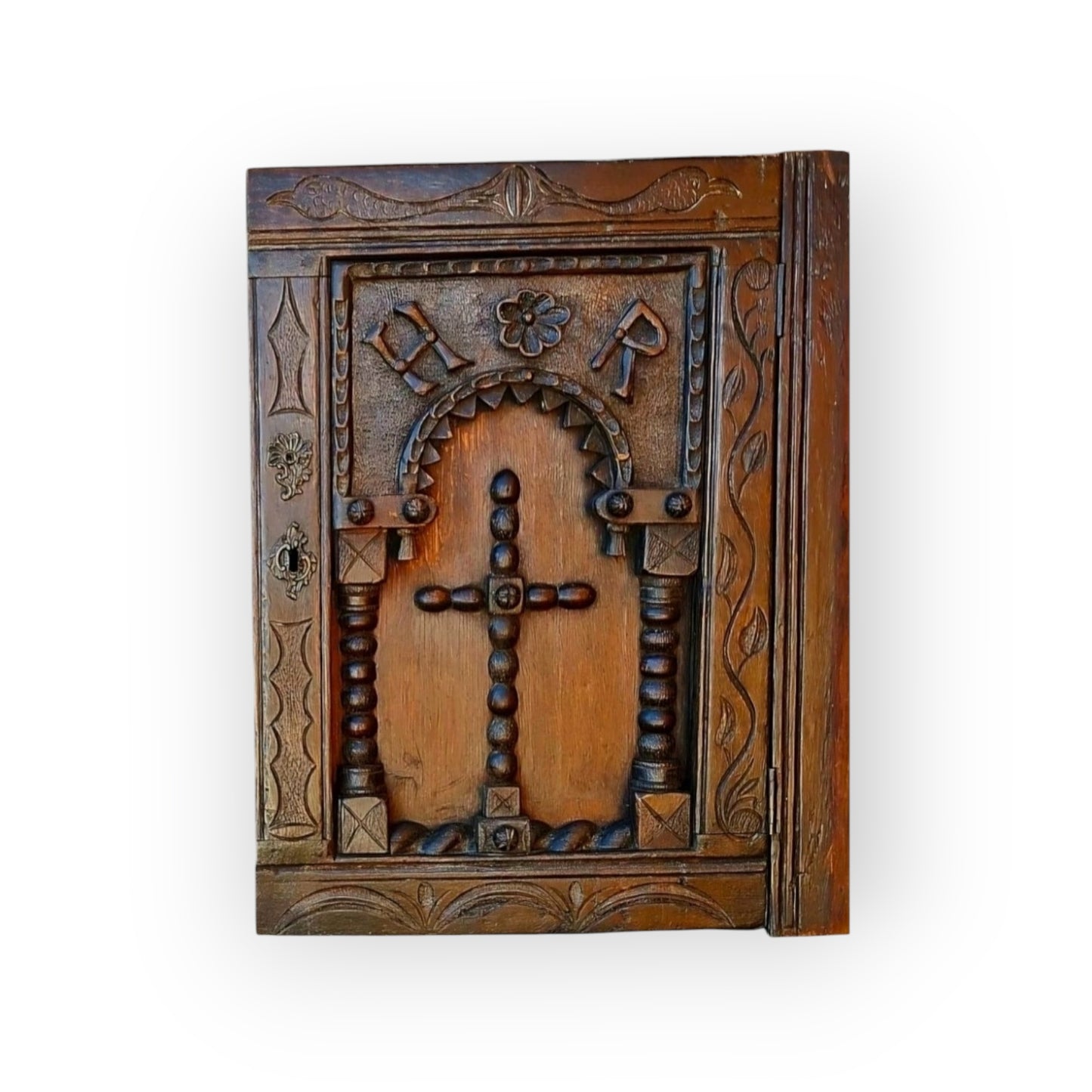 Large & Rare Pair Of Early 17th-Century English Antique Oak Cupboard Doors Commemorating The Marriage Of Charles I To Henrietta Maria, circa 1625