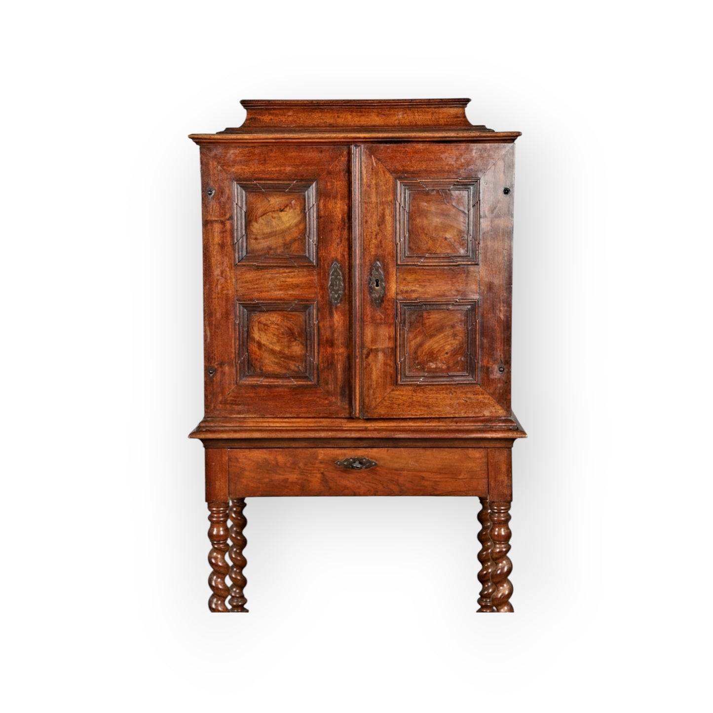 Early 18th-Century Antique Olivewood Collectors Cabinet On An Associated Stand