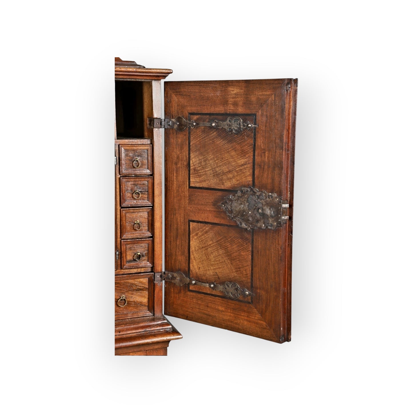 Early 18th-Century Antique Olivewood Collectors Cabinet On An Associated Stand