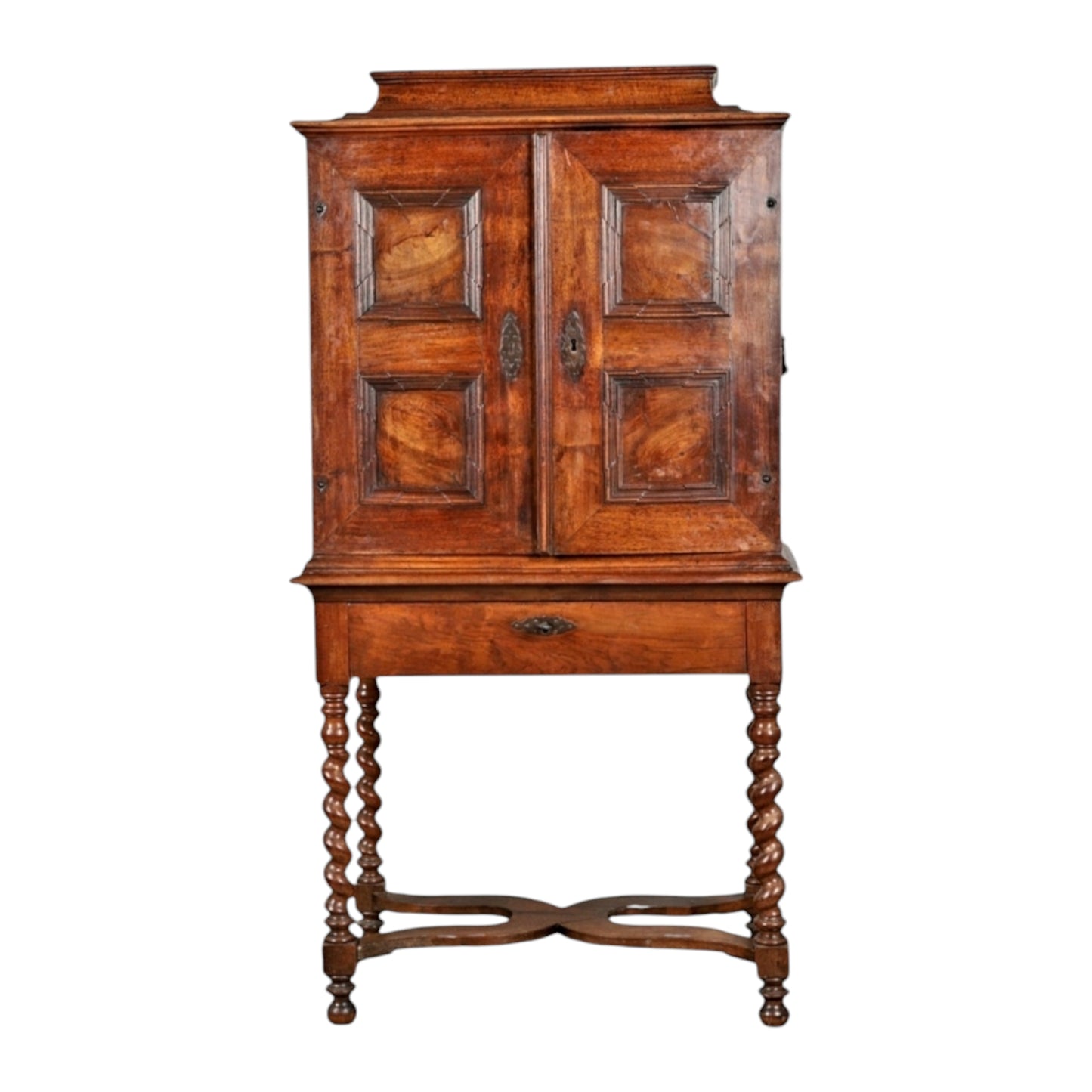 Early 18th-Century Antique Olivewood Collectors Cabinet On An Associated Stand