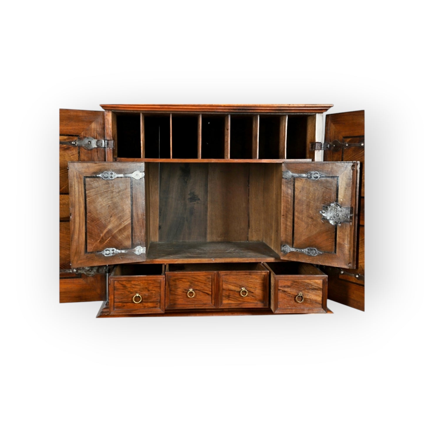 Early 18th-Century Antique Olivewood Collectors Cabinet On An Associated Stand