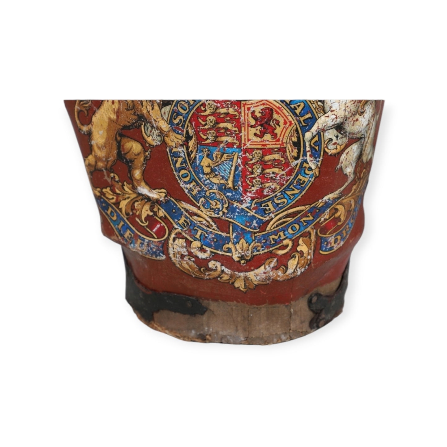 Mid 19th Century English Antique Leather Fire Bucket Bearing the Royal Coat of Arms of Queen Victoria