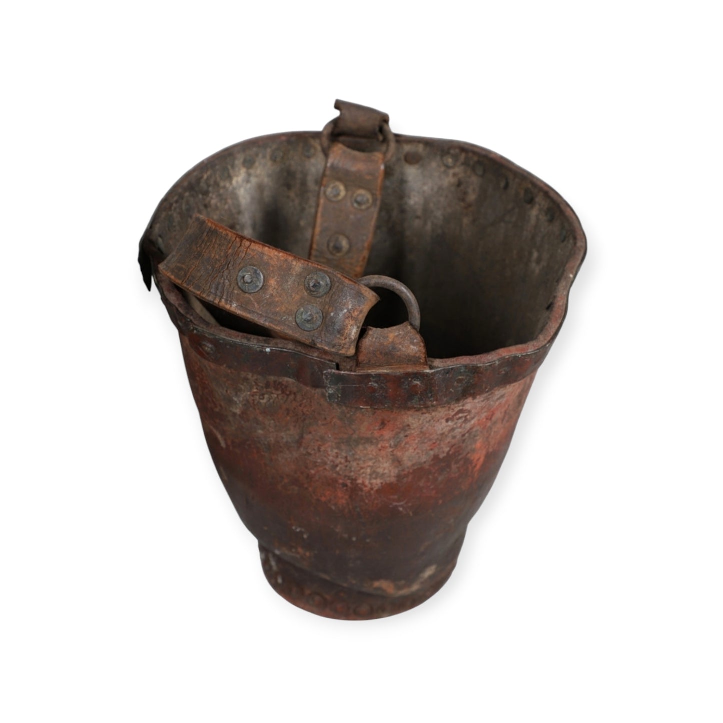 An Early 19th Century George III Period English Antique Leather Fire Bucket Bearing An Unidentified Coat of Arms / Armorial Device