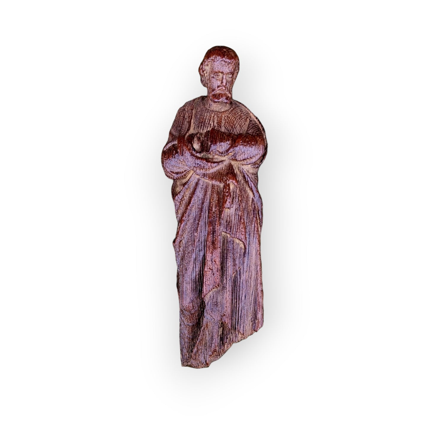 Late 15th-Century Flemish Antique Oak Carving / Carved Oak Sculpture Of A Saint