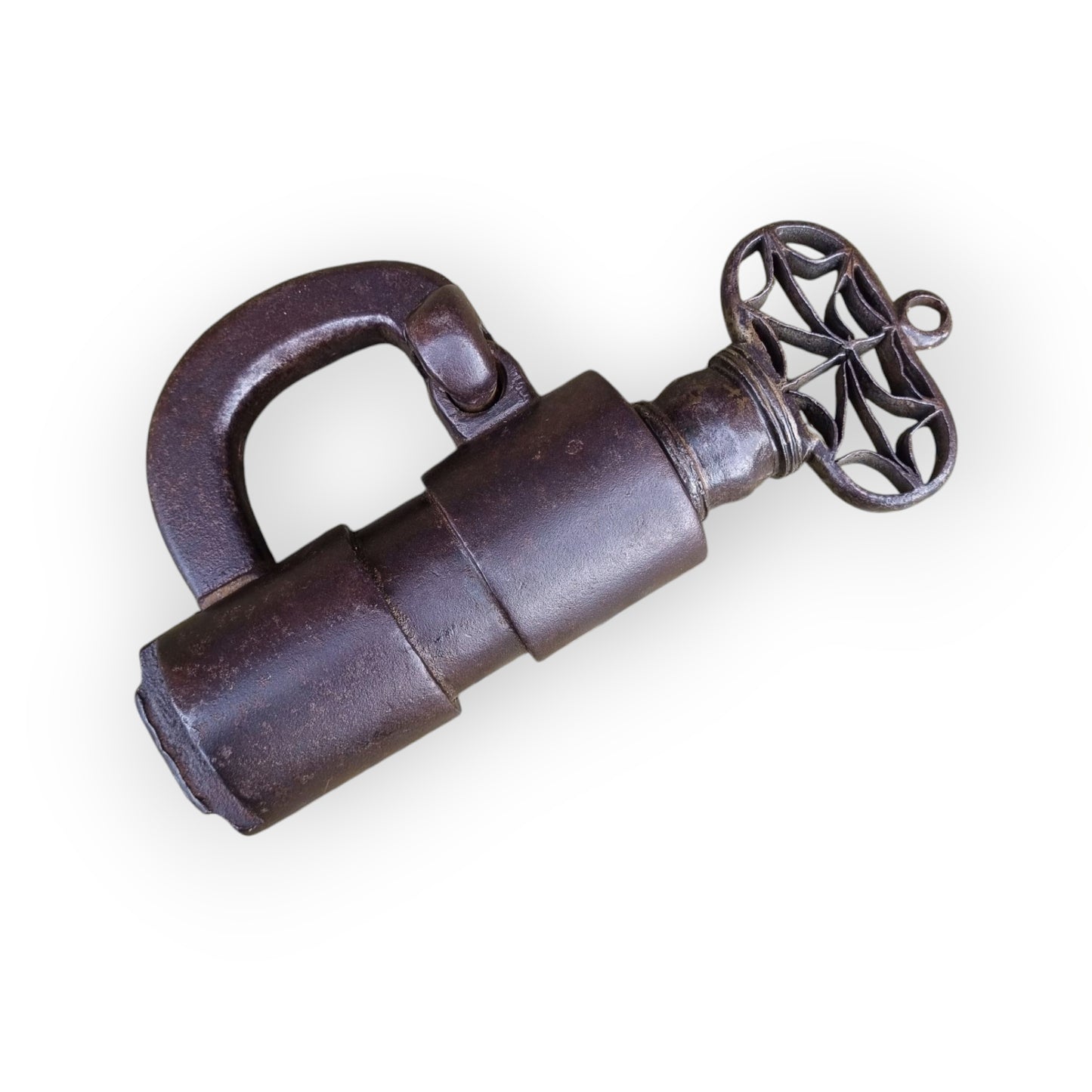 Large 16th-Century Style, 19th-Century Made, Antique Iron Barrel Lock / Padlock