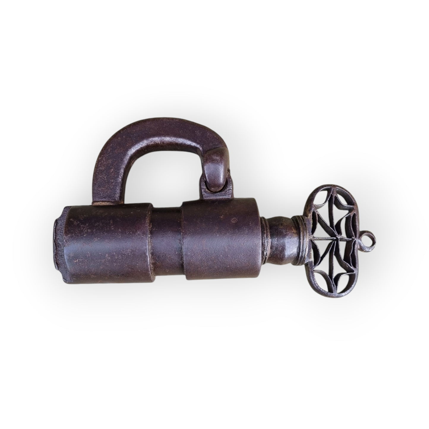 Large 16th-Century Style, 19th-Century Made, Antique Iron Barrel Lock / Padlock