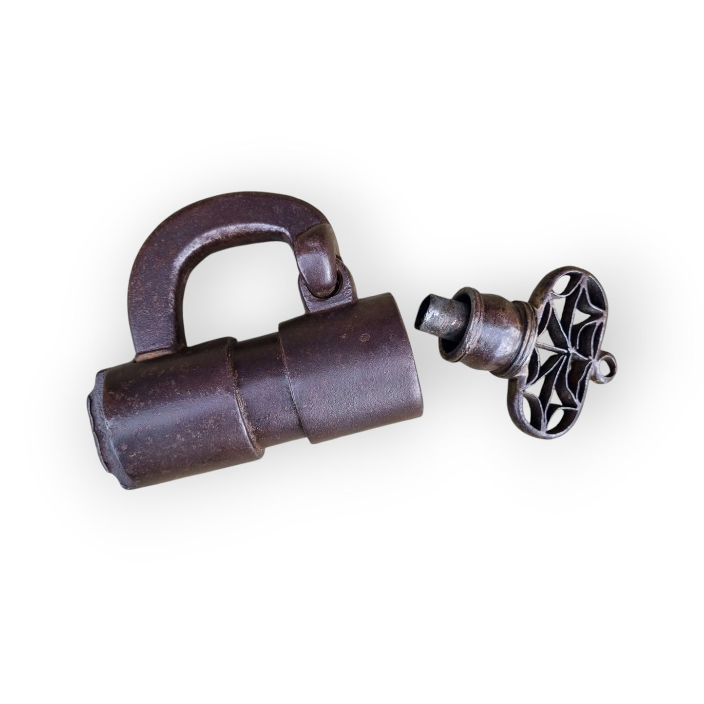 Large 16th-Century Style, 19th-Century Made, Antique Iron Barrel Lock / Padlock