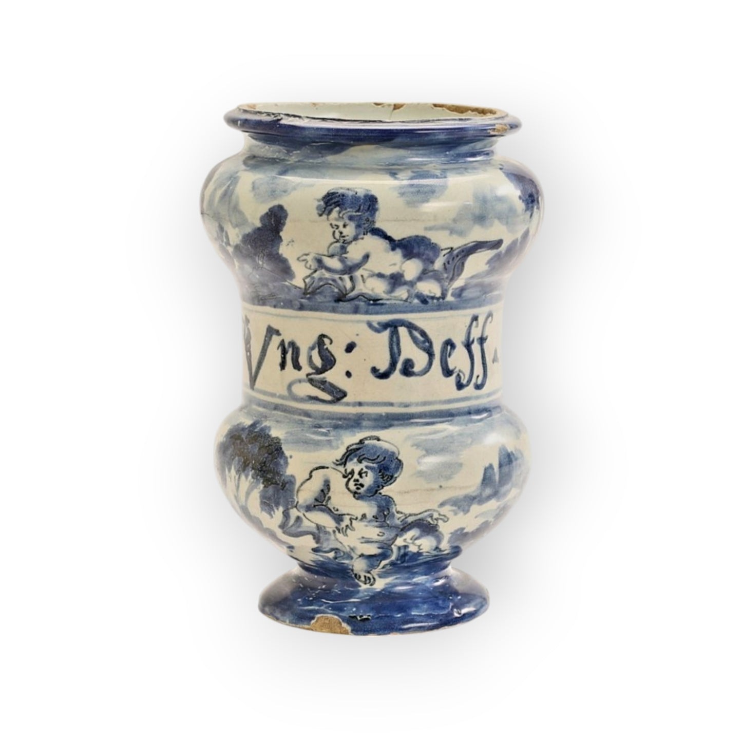 Late 17th-Century Italian Antique Tin-Glazed Maiolica Apothecary's Albarello Drug Jar