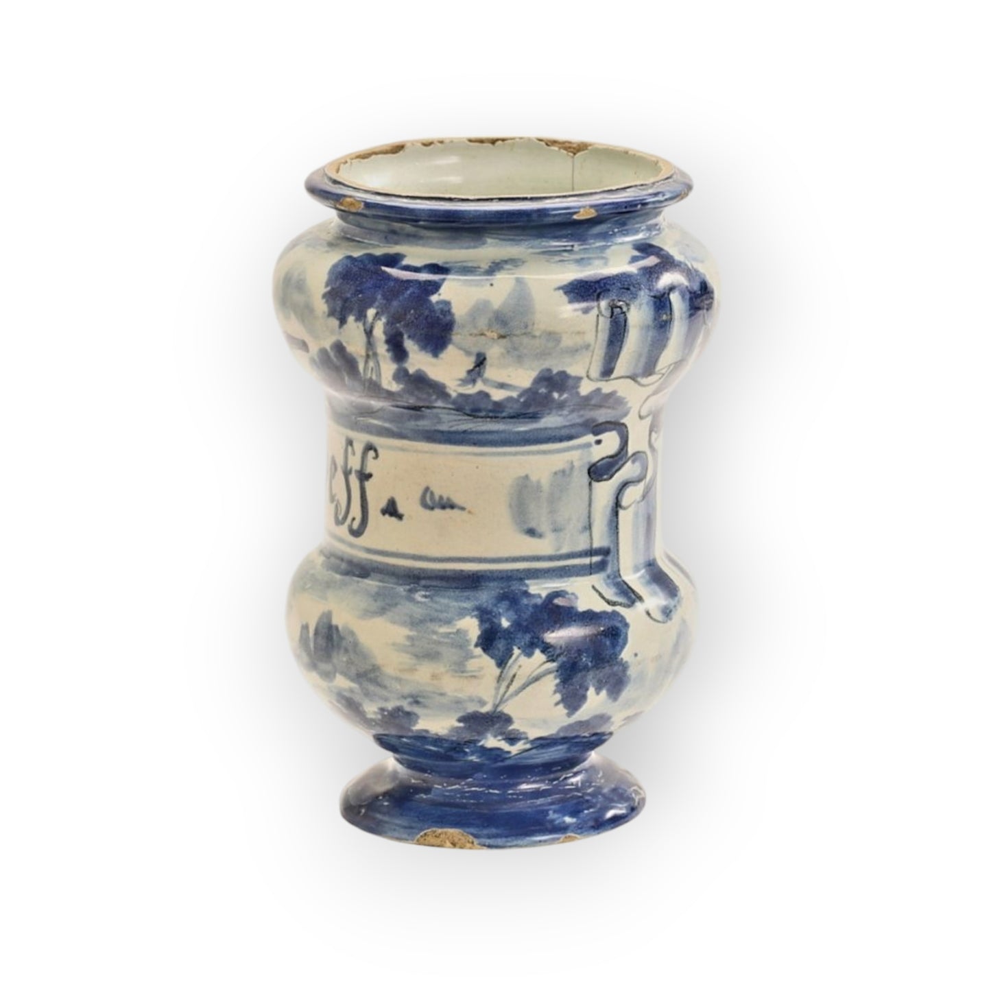 Late 17th-Century Italian Antique Tin-Glazed Maiolica Apothecary's Albarello Drug Jar