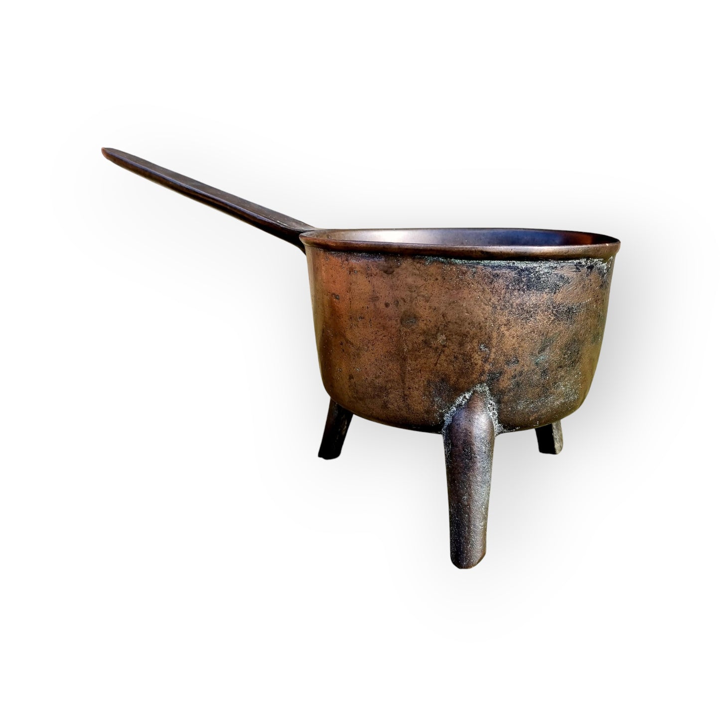 Large 18th-Century English Antique Bronze Skillet / Posnet Attributed To The Warner Foundry