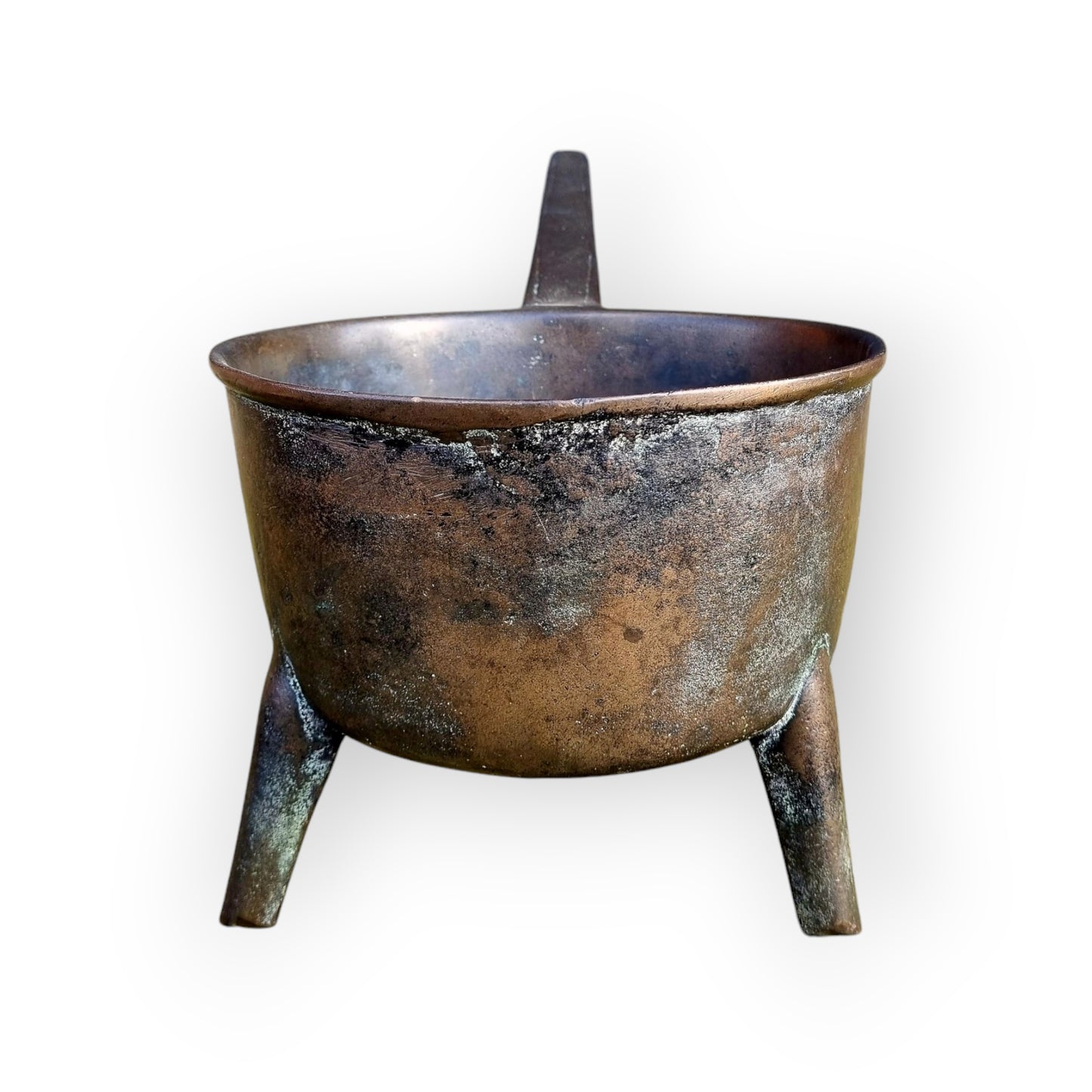 Large 18th-Century English Antique Bronze Skillet / Posnet Attributed To The Warner Foundry