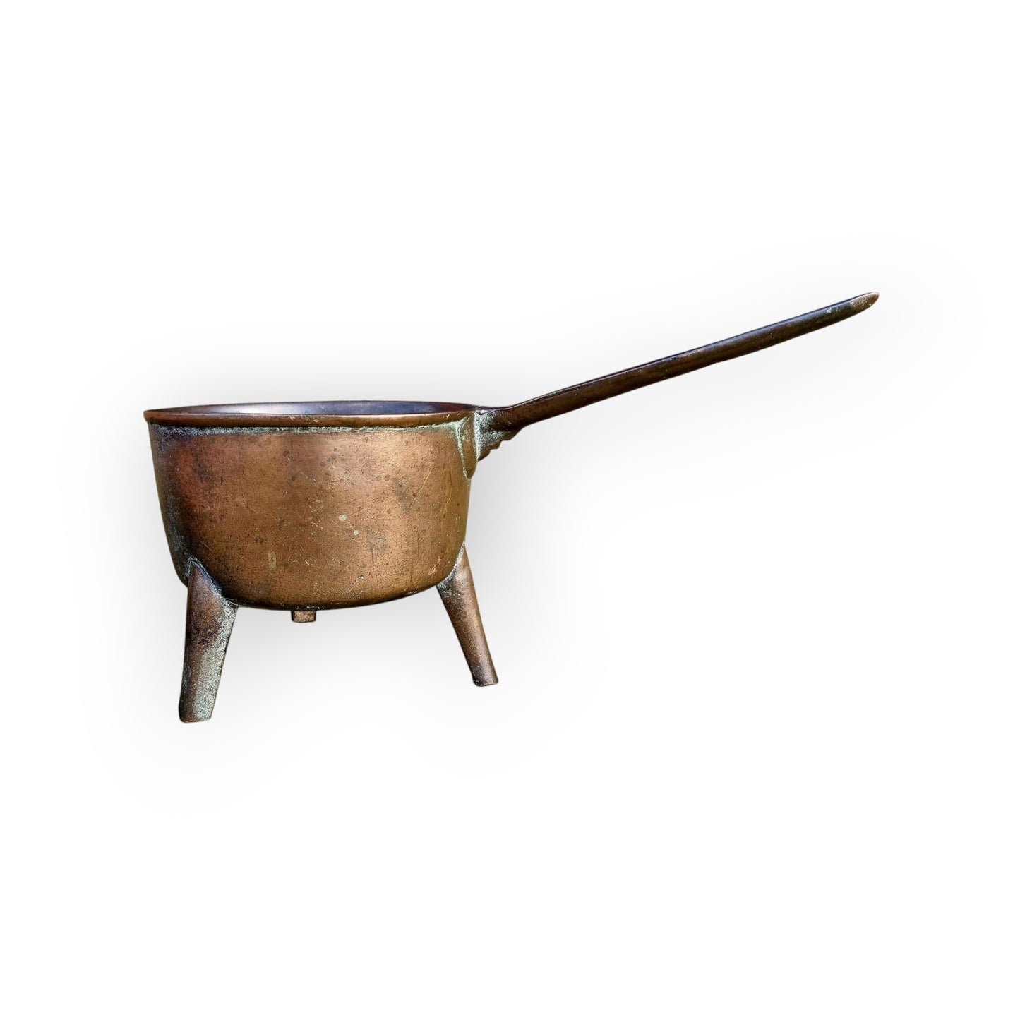 Large 18th-Century English Antique Bronze Skillet / Posnet Attributed To The Warner Foundry