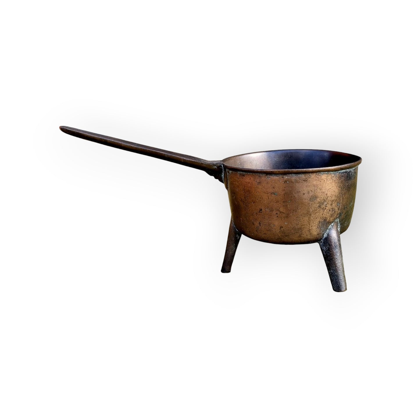 Large 18th-Century English Antique Bronze Skillet / Posnet Attributed To The Warner Foundry