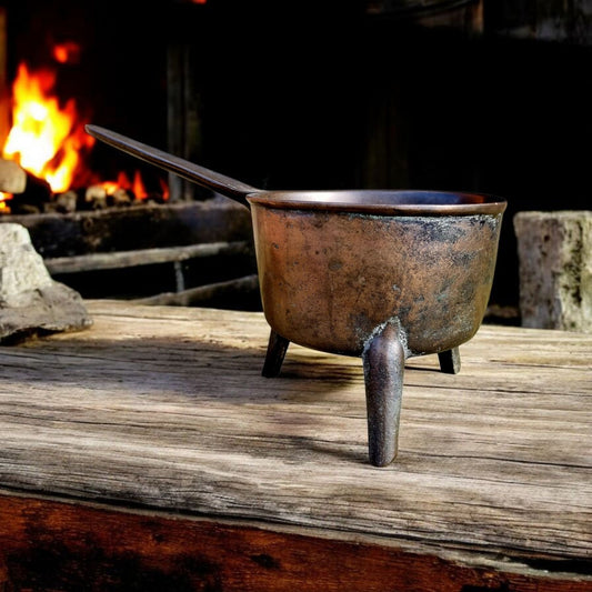 Large 18th-Century English Antique Bronze Skillet / Posnet Attributed To The Warner Foundry