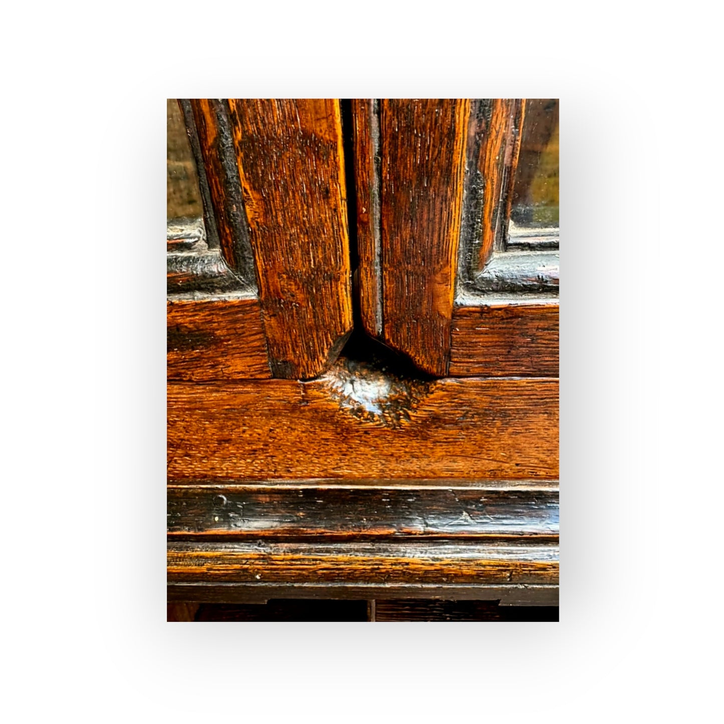 A Small Early 18th Century English Antique Oak Bureau Bookcase In Original Condition