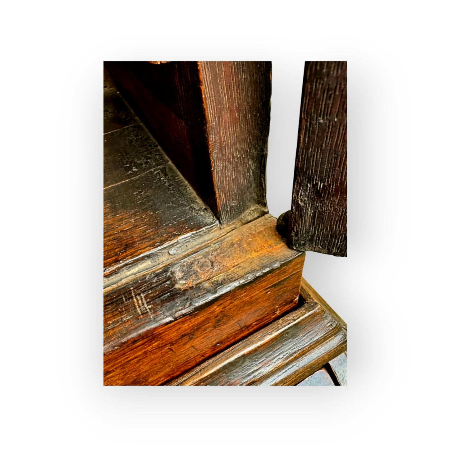 A Small Early 18th Century English Antique Oak Bureau Bookcase In Original Condition