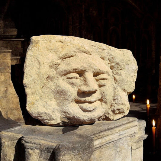 Originating From Walsingham Priory, Norfolk, England - A Medieval Period English Antique Carved Stone Corbel/Corner Stone Incorporating The Face Of A Jovial Man