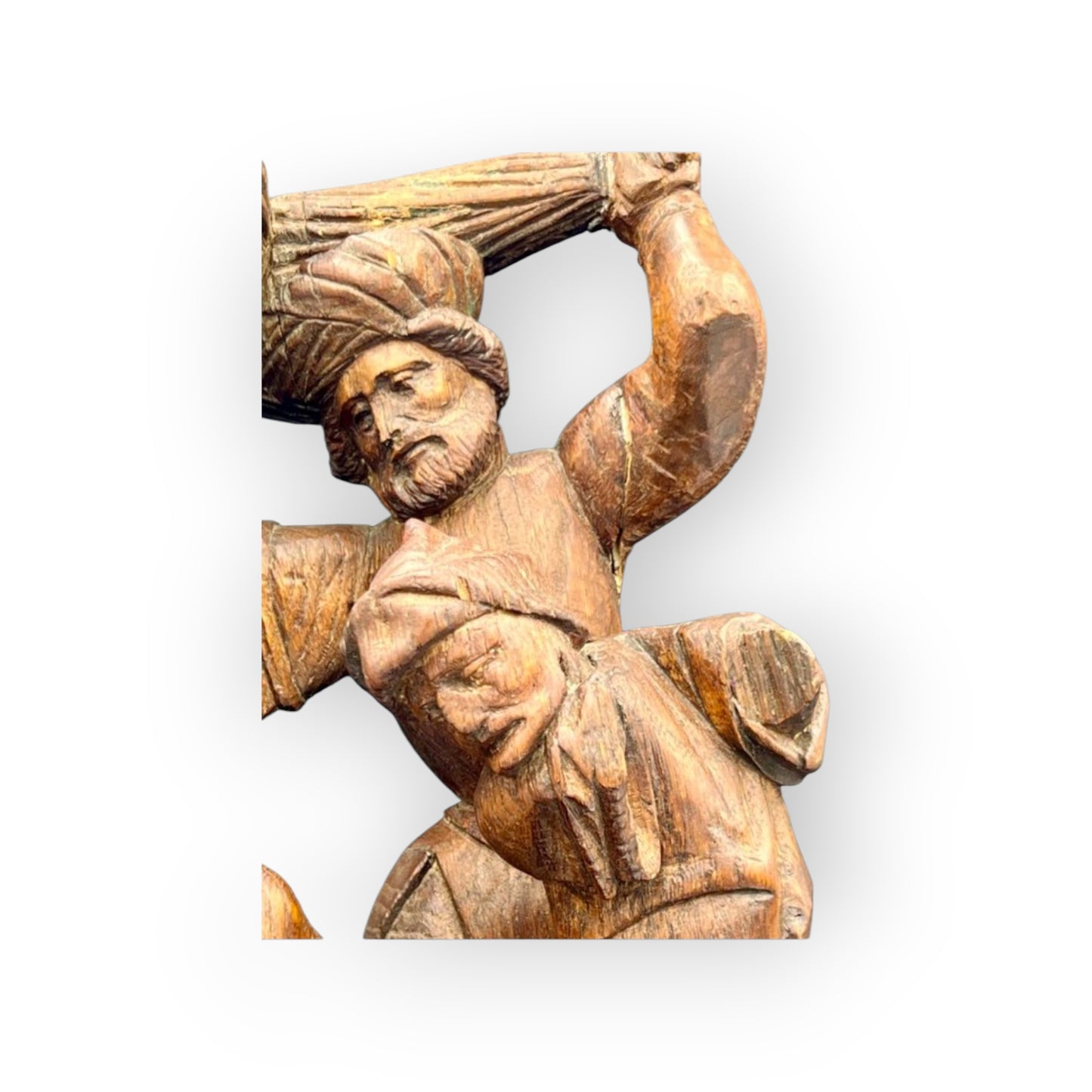 Late 15th-Century Antique Carved Oak Sculpture Depicting The Flagellation Of Christ