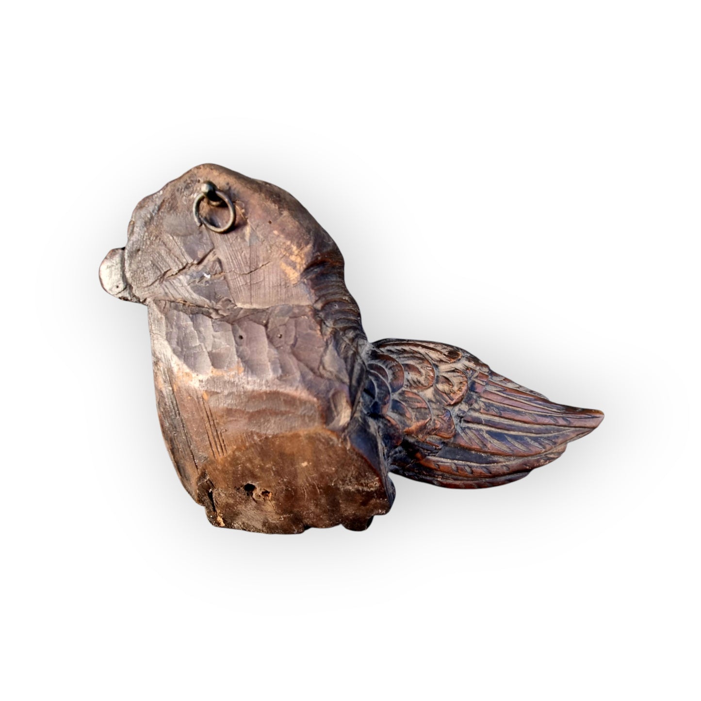 19th Century Antique Carved Walnut Sculptural Wall Plaque In The Form Of An Angel