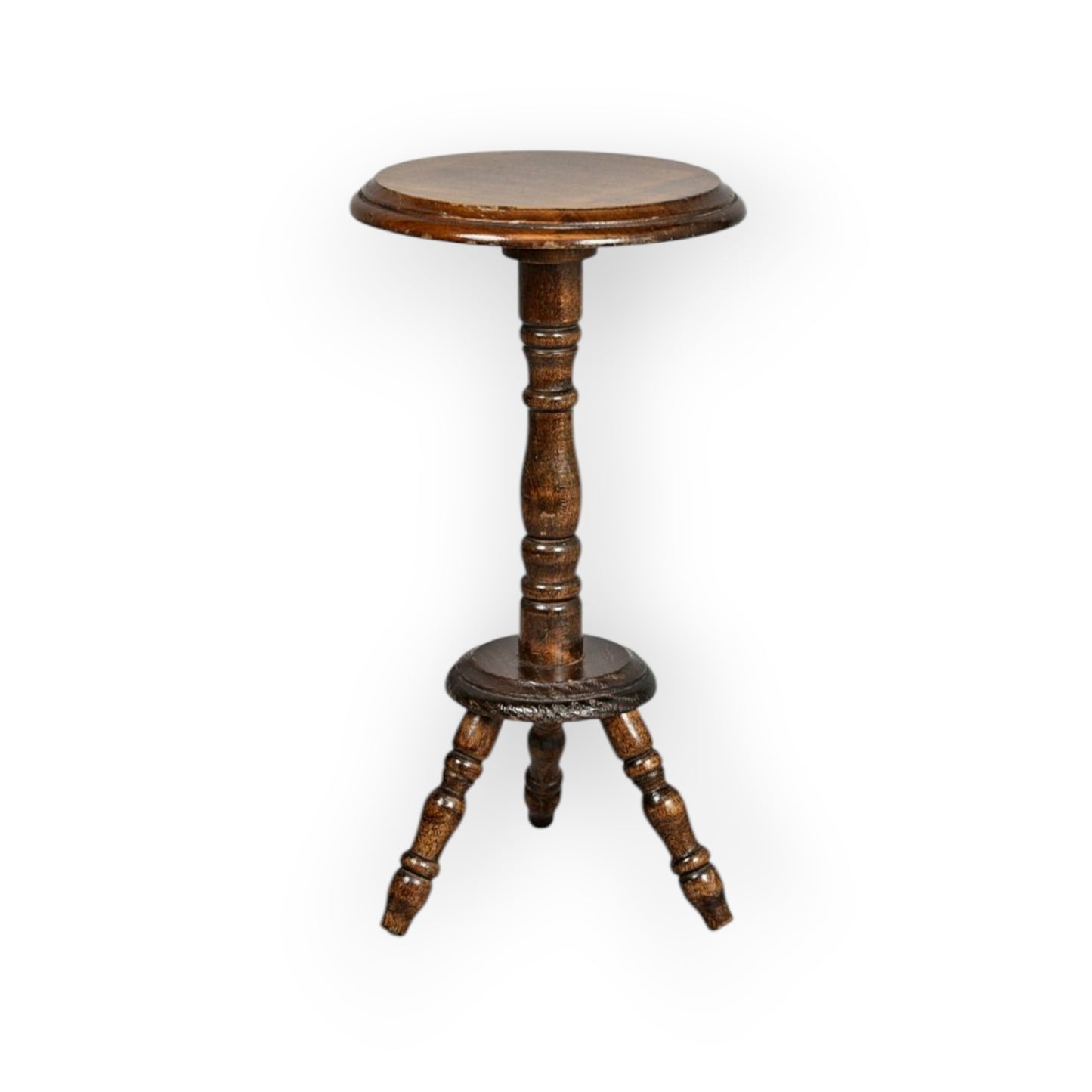 A Small, Early, 19th-Century English Antique Treen Apprentice-Piece Candlestand In The Form Of A Lacemakers Table