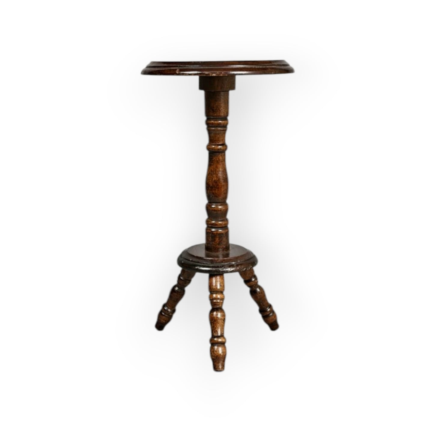 A Small, Early, 19th-Century English Antique Treen Apprentice-Piece Candlestand In The Form Of A Lacemakers Table