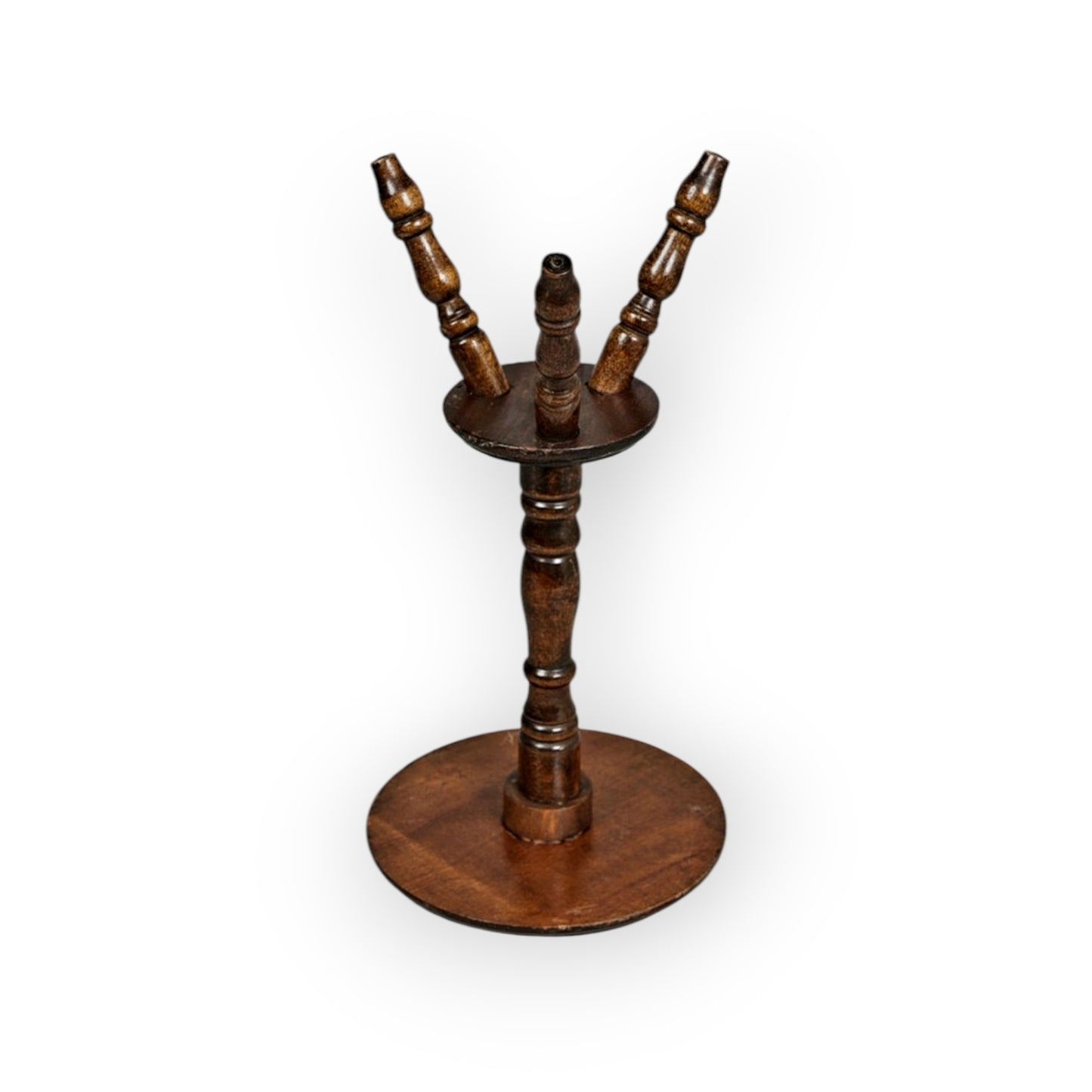 A Small, Early, 19th-Century English Antique Treen Apprentice-Piece Candlestand In The Form Of A Lacemakers Table