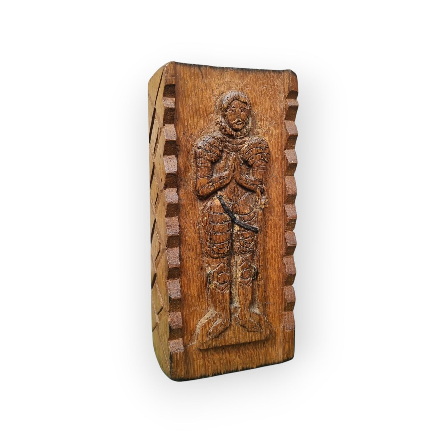 16th-Century Style, Early 19th-Century Made, English Antique Carved Oak Panel - A Copy Of The Brass Tomb Plaque / Funerary Plaque Of Humphrey Brewster (1525-1593)