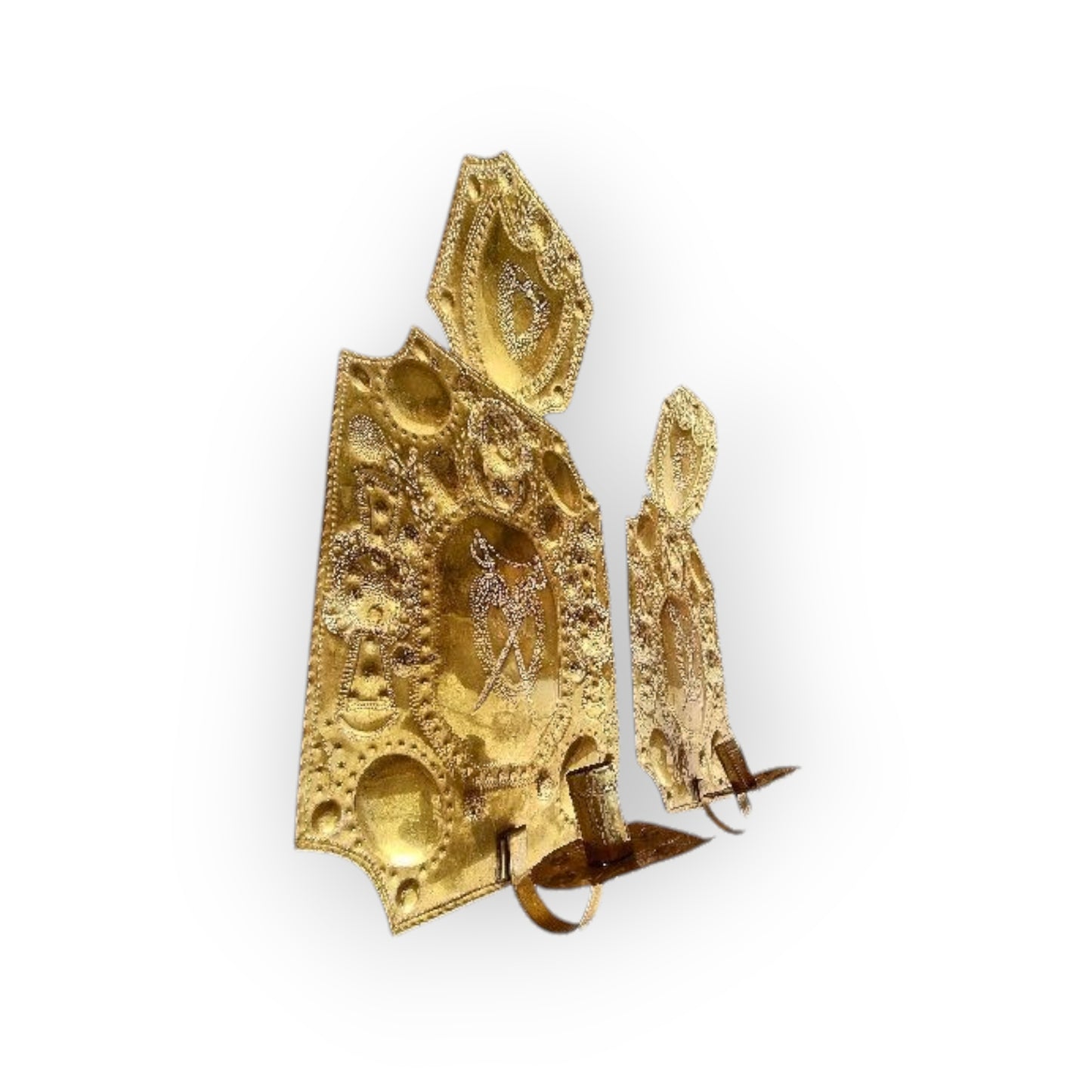 Pair of Large 18th Century Antique Repoussé-Worked Brass Wall Reflectors / Wall Sconces, Almost Two Feet Tall!