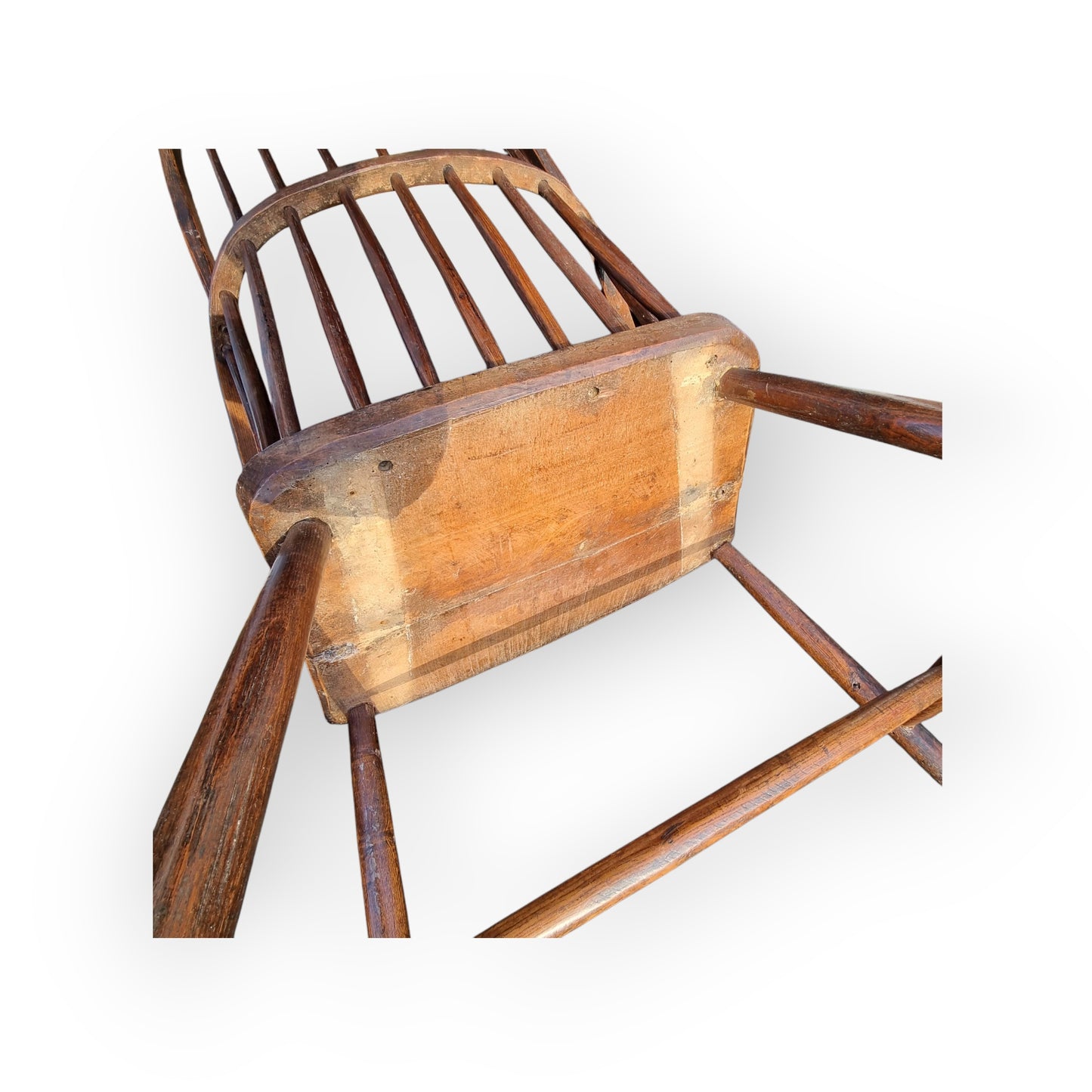 Early 19th-Century English Antique Beech & Elm Windsor Armchair