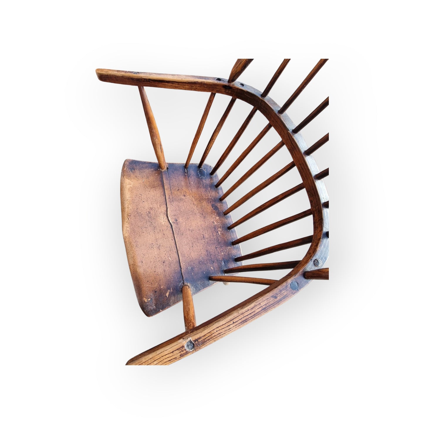 Early 19th-Century English Antique Beech & Elm Windsor Armchair