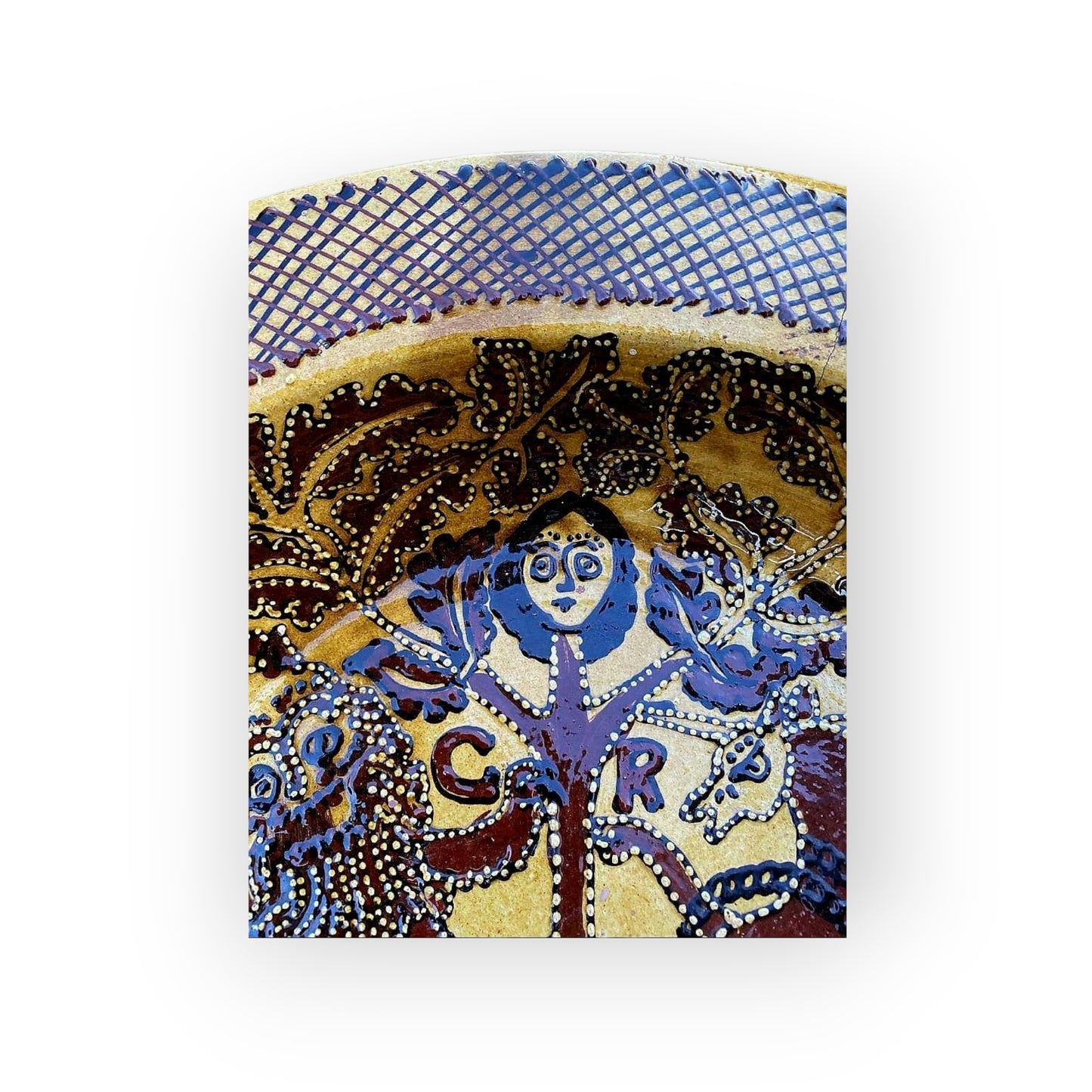 Large English Antique Slipware Decorated Earthenware Dish, Bearing The Name Of Thomas Toft (active before 1663 - Died 1689) & A Lion & Unicorn Supporters, The Cypher of Charles II & A Depiction Of Him Hiding In An Oak Tree - 2 of 2