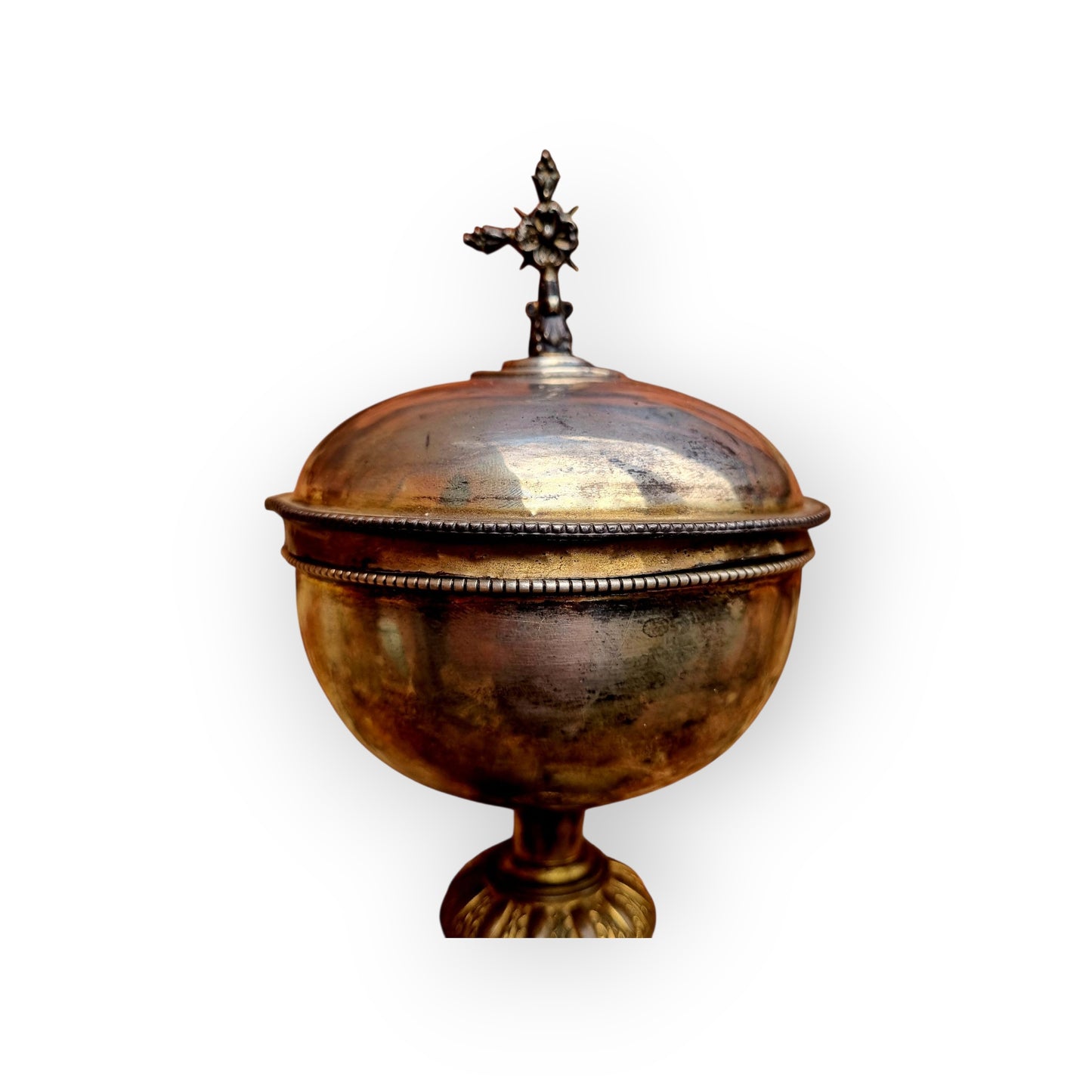 Early 19th-Century Continental Antique Silver & Brass Ciborium