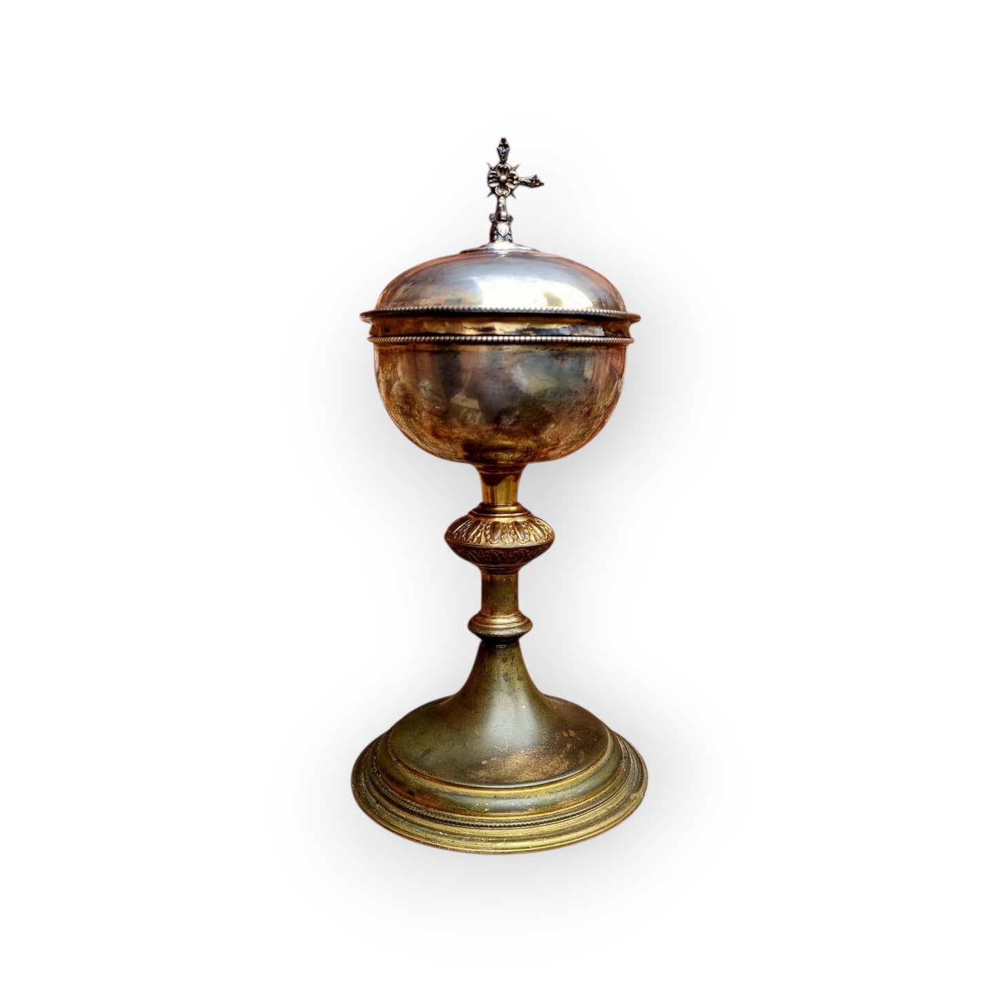 Early 19th-Century Continental Antique Silver & Brass Ciborium