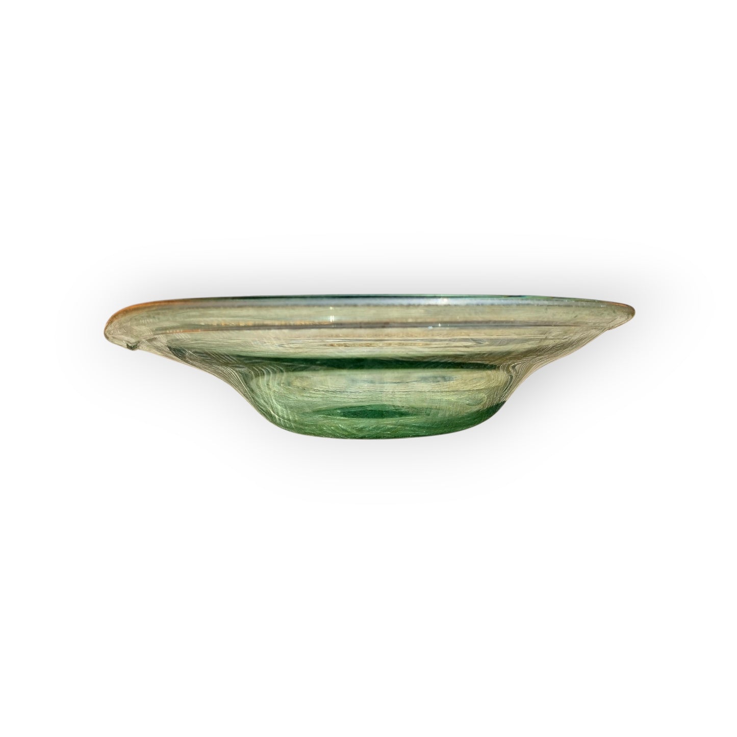 An Exceptionally Rare & Large Mid 18th-Century English Antique Hand-Blown Glass Spouted Dairy Bowl / Cream Bowl - Approx 41 cm In Diameter