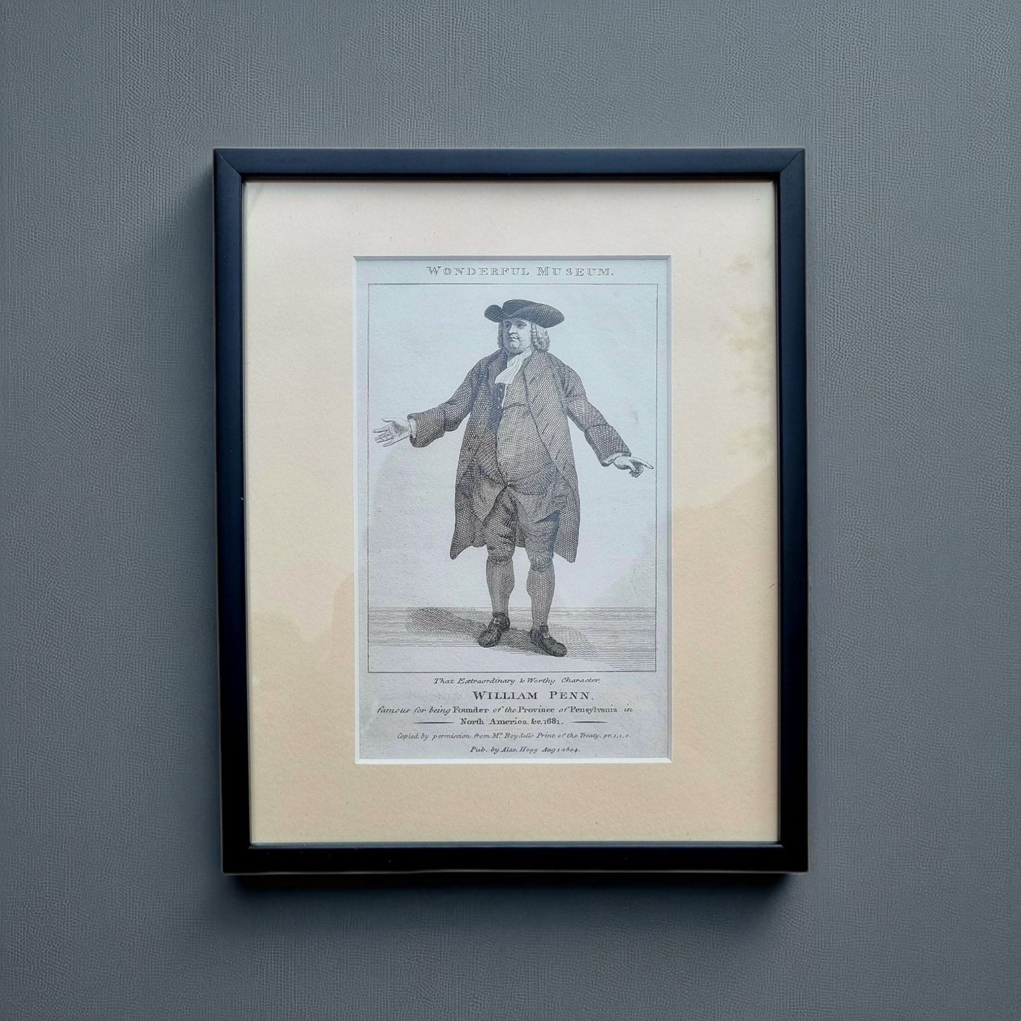 American Interest - Early 19th-Century Antique Engraved Print Of "William Penn, Founder Of The Provenance Of Pensylvania, In North Amercia, Circa 1681."