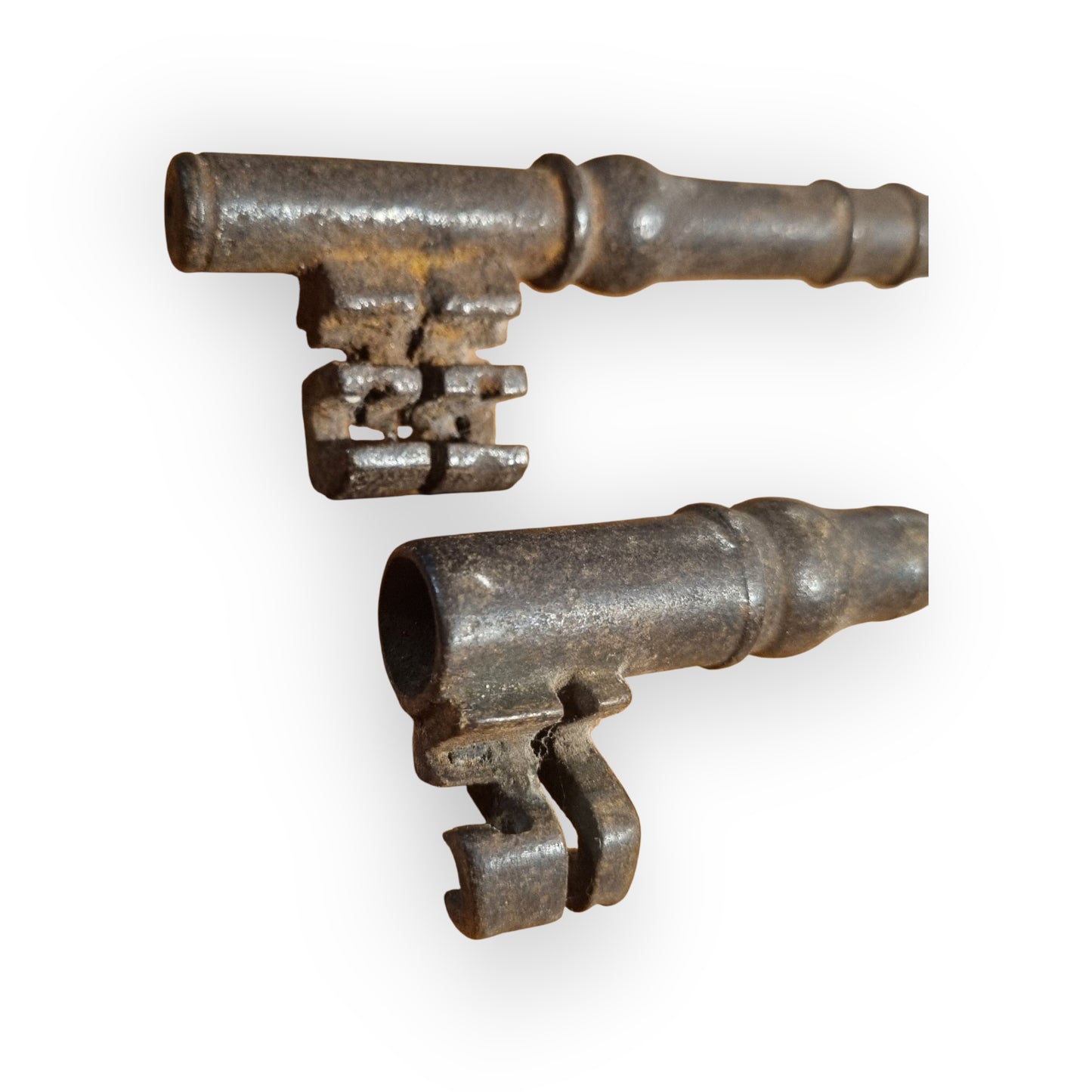 A Set Of Six Large 17th-Century & 18th-Century Antique Iron Keys With Their Original Key Ring