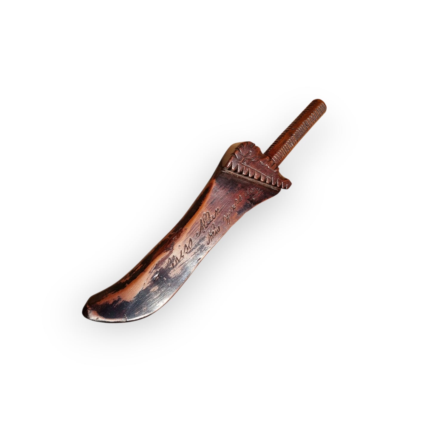 19th Century English Antique Treen "Goose Wing" Knitting Sheath Dated "1877"