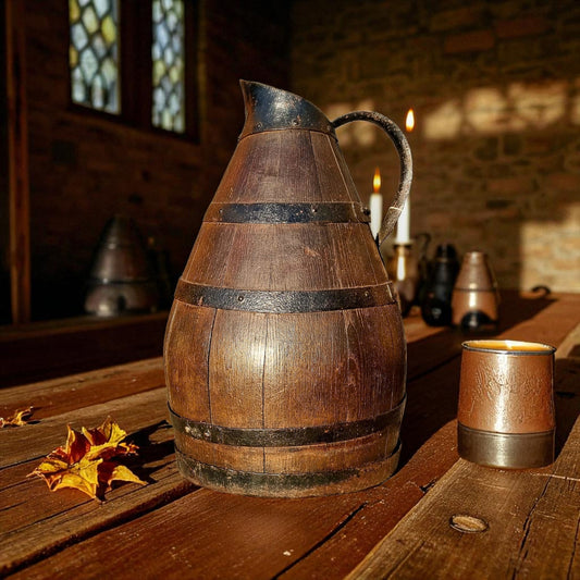 Large, Rustic, Late 18th-Century Antique Coopered Oak Jug Standing 18 1/2"(47 cm) Tall - 2 Of 2