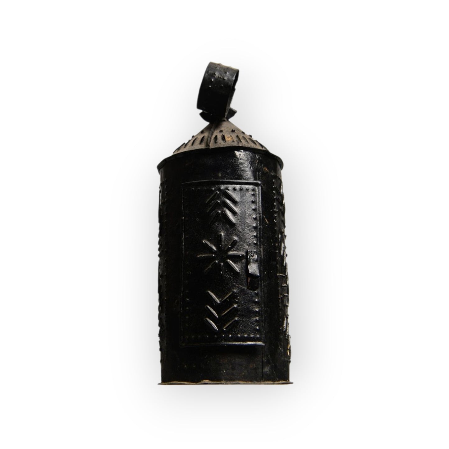 Late 18th Century English Antique Tin Candle Lantern / Toleware Candle Lantern