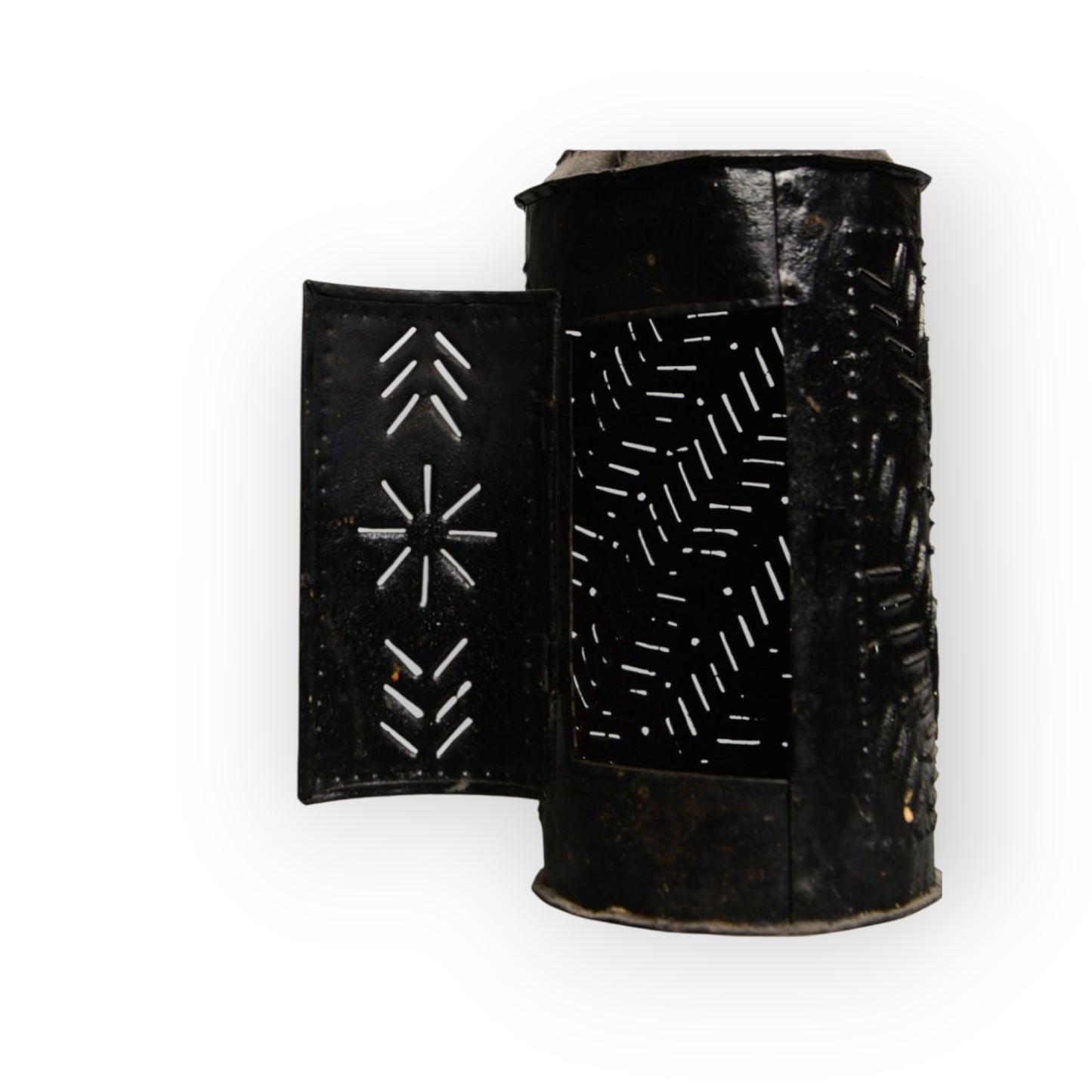 Late 18th Century English Antique Tin Candle Lantern / Toleware Candle Lantern