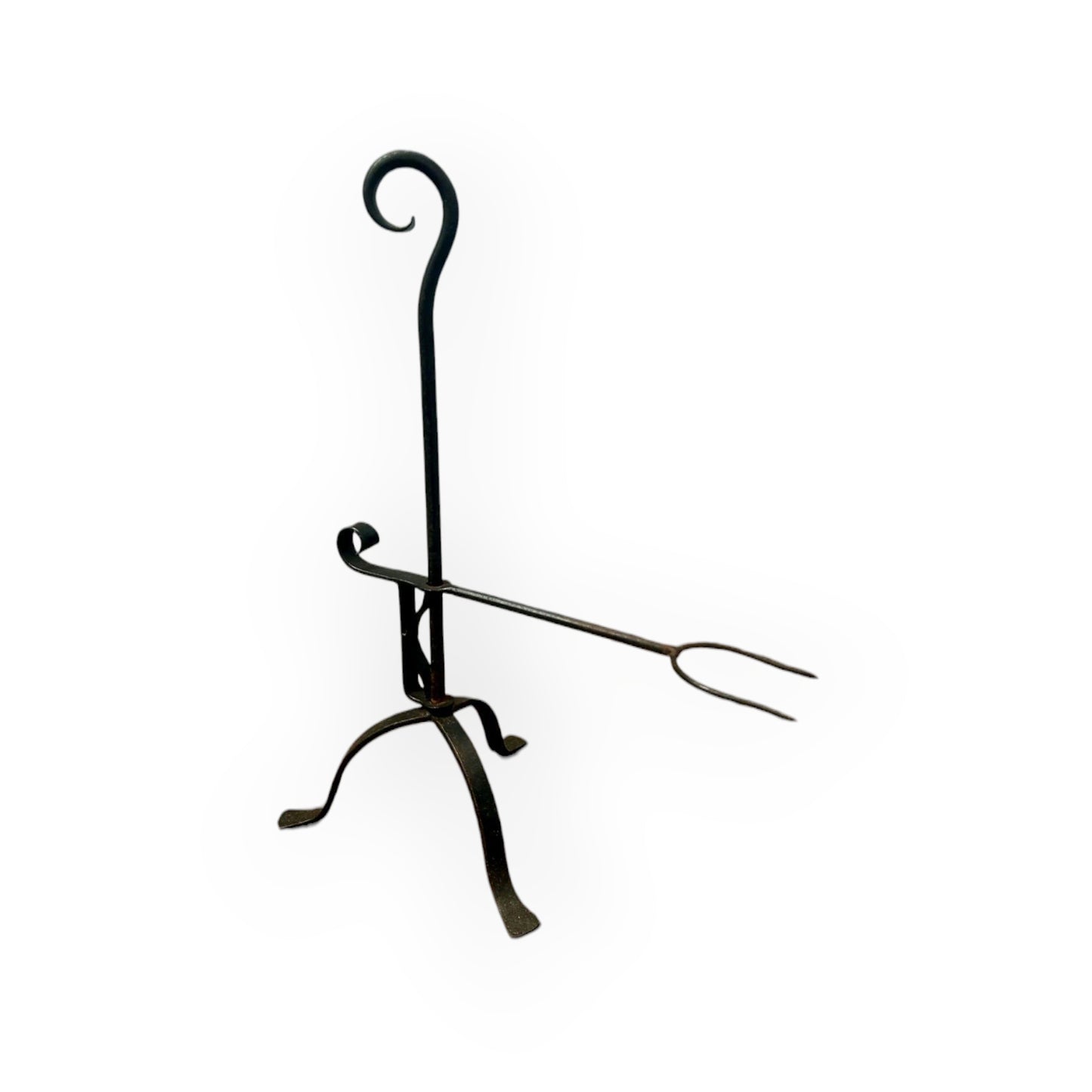19th-Century English Antique Iron Adjustable Down-Hearth Toasting Fork / Lark Spit