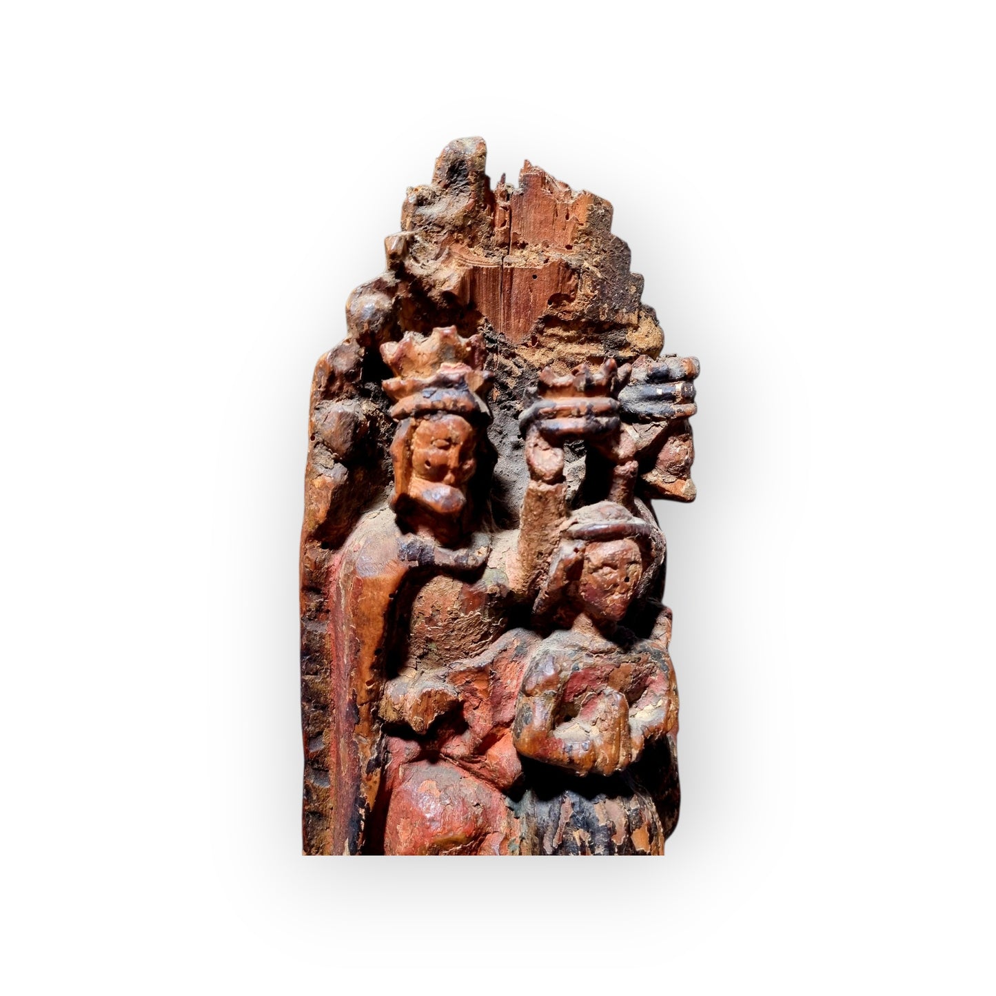 Early 16th-Century Antique Carved Wooden Panel Depicting The Crowning Of The Virgin, circa 1500
