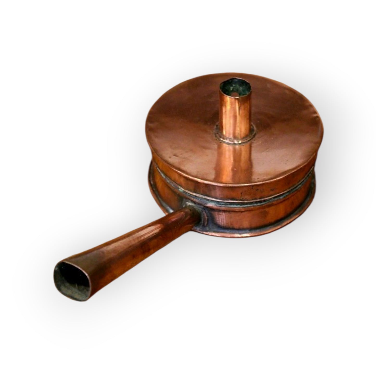 19th Century English Antique Copper Chamberstick / Tinderbox With Carry Handle