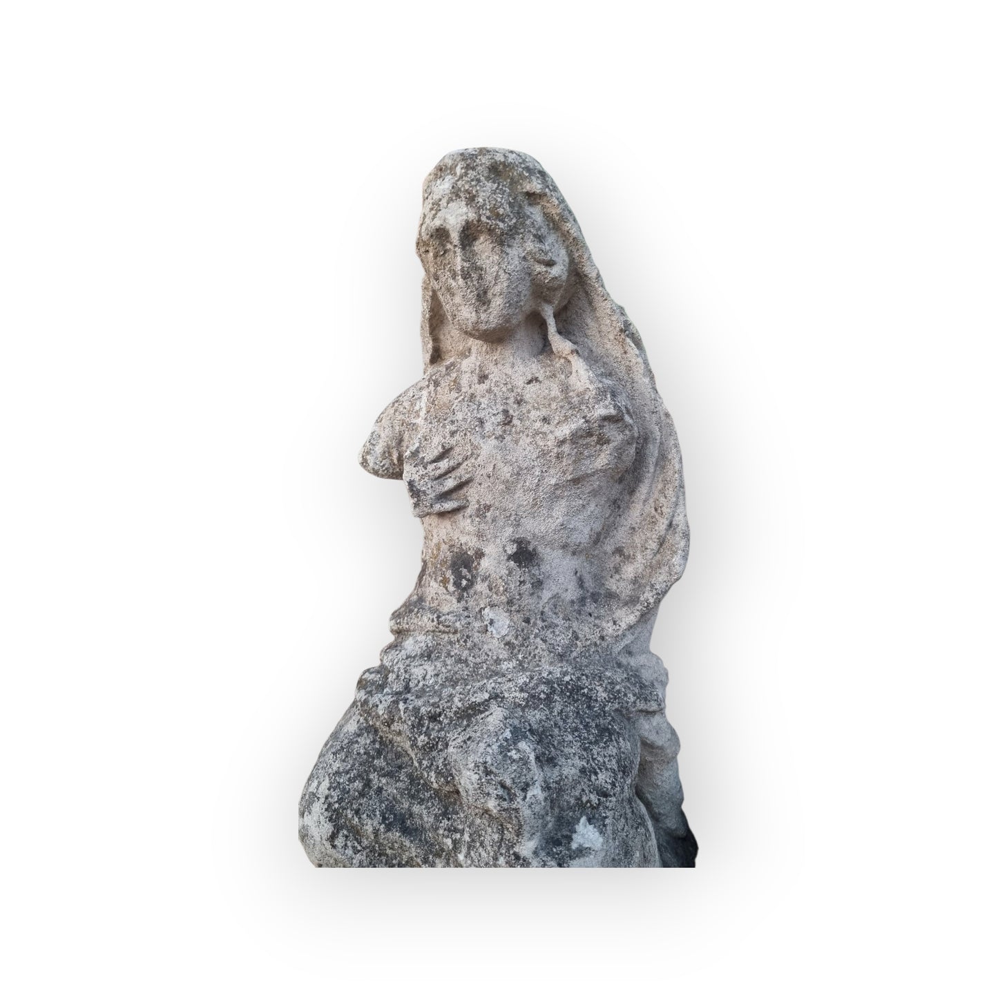 A 15th-Century Spanish Antique Carved Limestone Sculpture Of The Seated Virgin