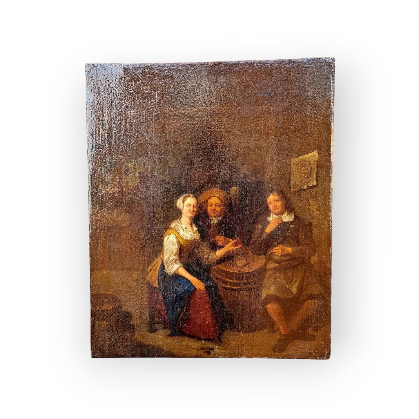 Attributed to Gillis Van Tilborg The Younger (1625-1678) - A 17th-Century Dutch School Antique Oil On Canvas Of An Interior Tavern Scene