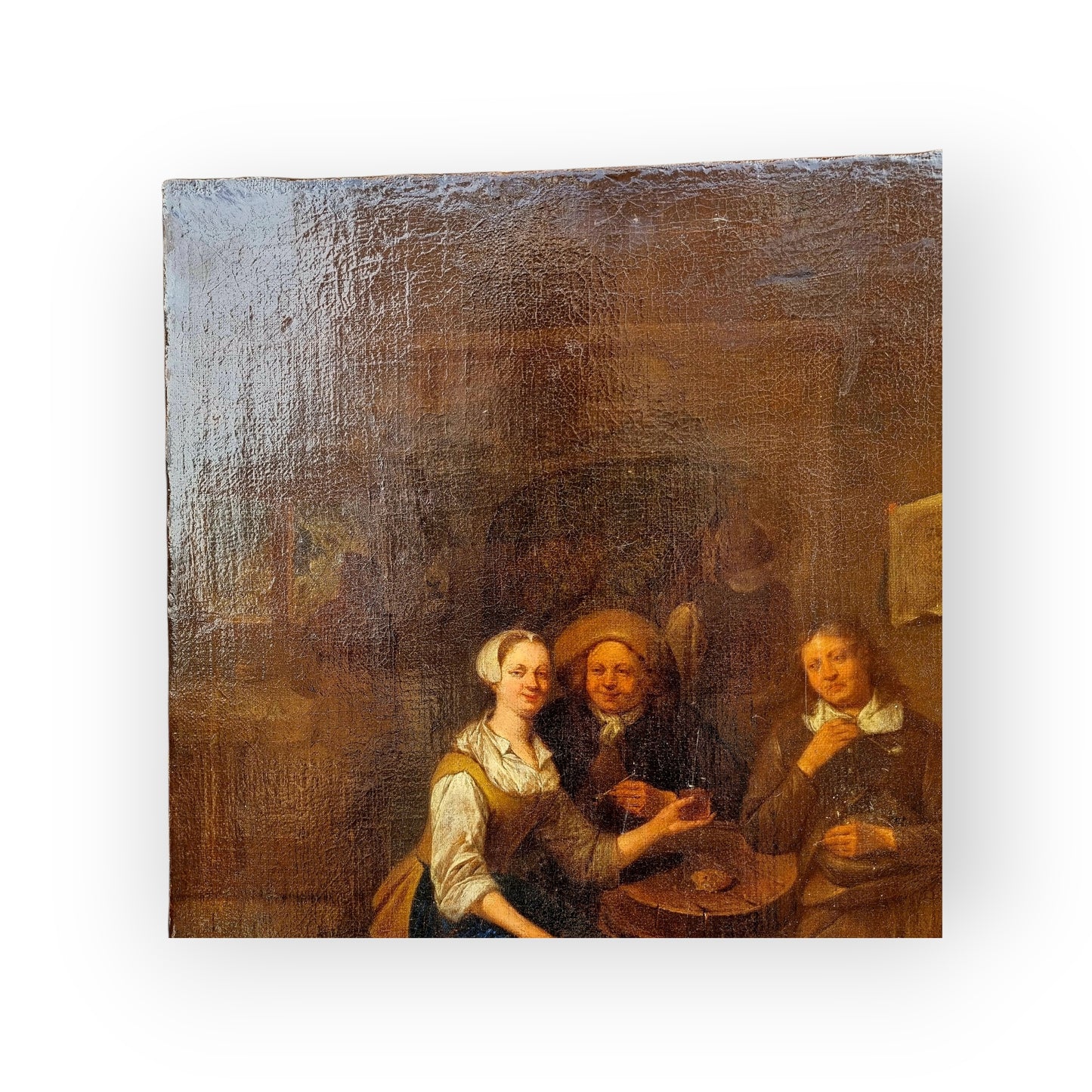 Attributed to Gillis Van Tilborg The Younger (1625-1678) - A 17th-Century Dutch School Antique Oil On Canvas Of An Interior Tavern Scene
