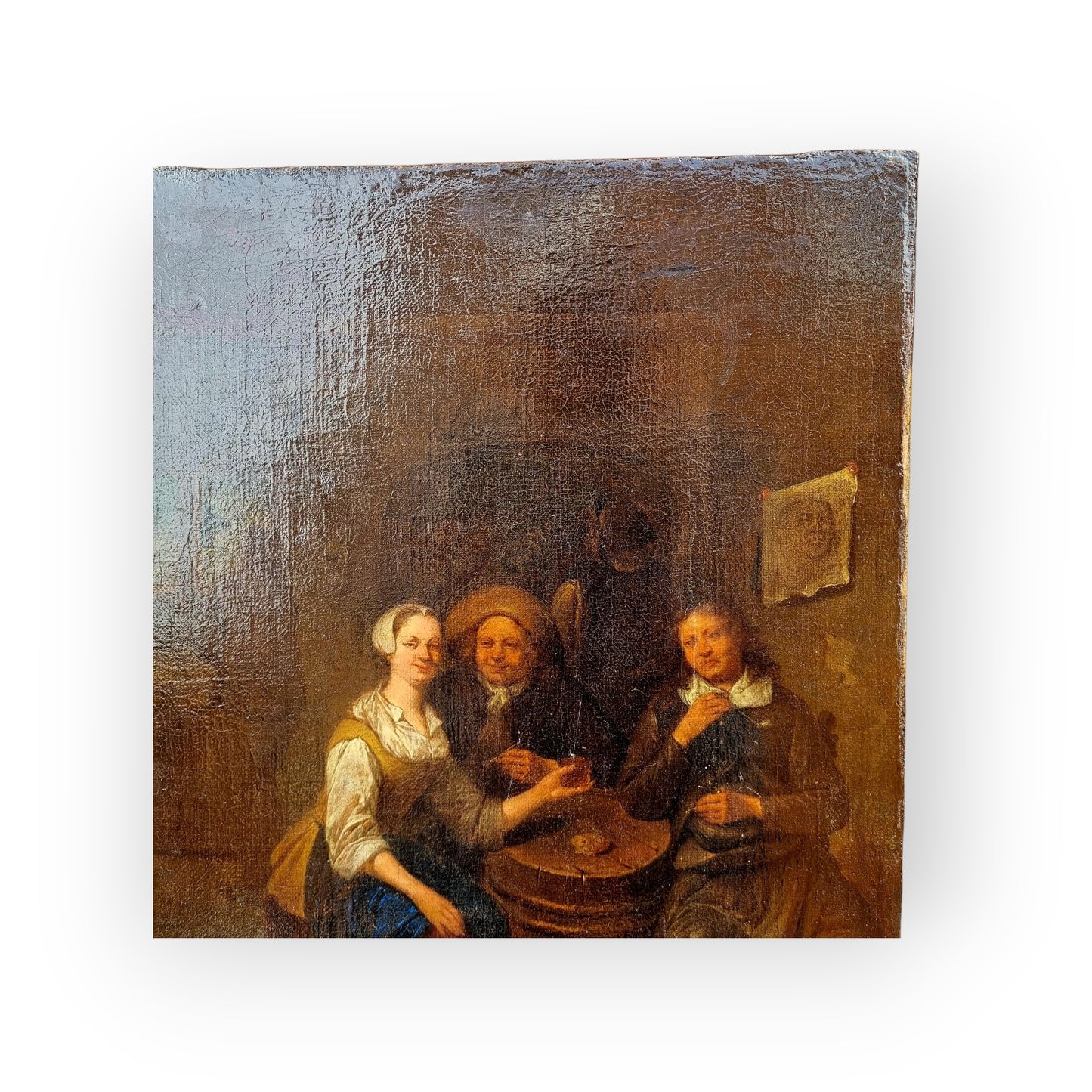 Attributed to Gillis Van Tilborg The Younger (1625-1678) - A 17th-Century Dutch School Antique Oil On Canvas Of An Interior Tavern Scene