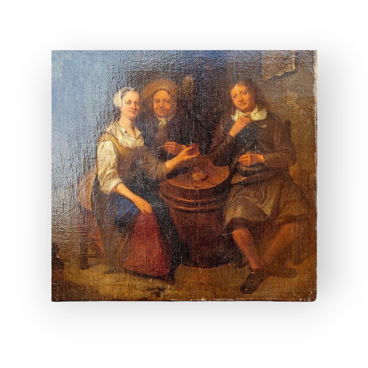 Attributed to Gillis Van Tilborg The Younger (1625-1678) - A 17th-Century Dutch School Antique Oil On Canvas Of An Interior Tavern Scene