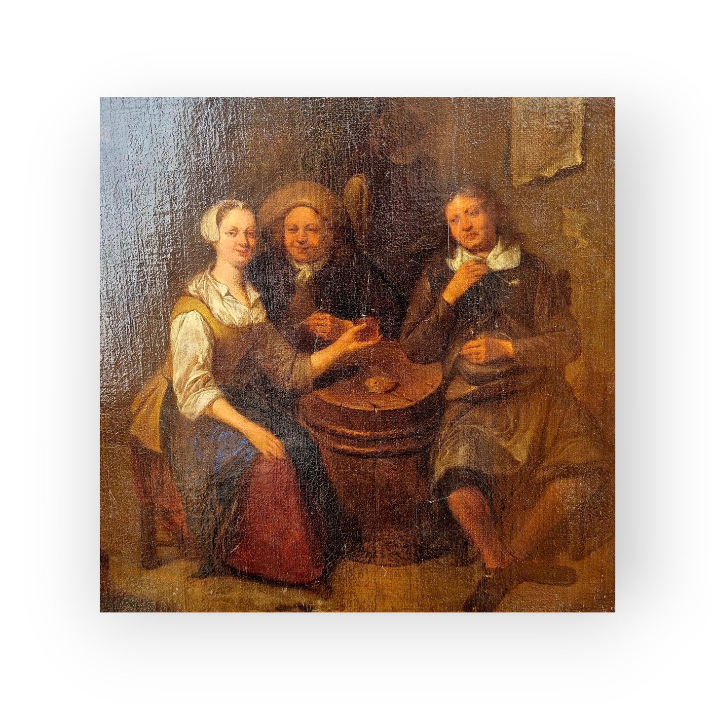 Attributed to Gillis Van Tilborg The Younger (1625-1678) - A 17th-Century Dutch School Antique Oil On Canvas Of An Interior Tavern Scene