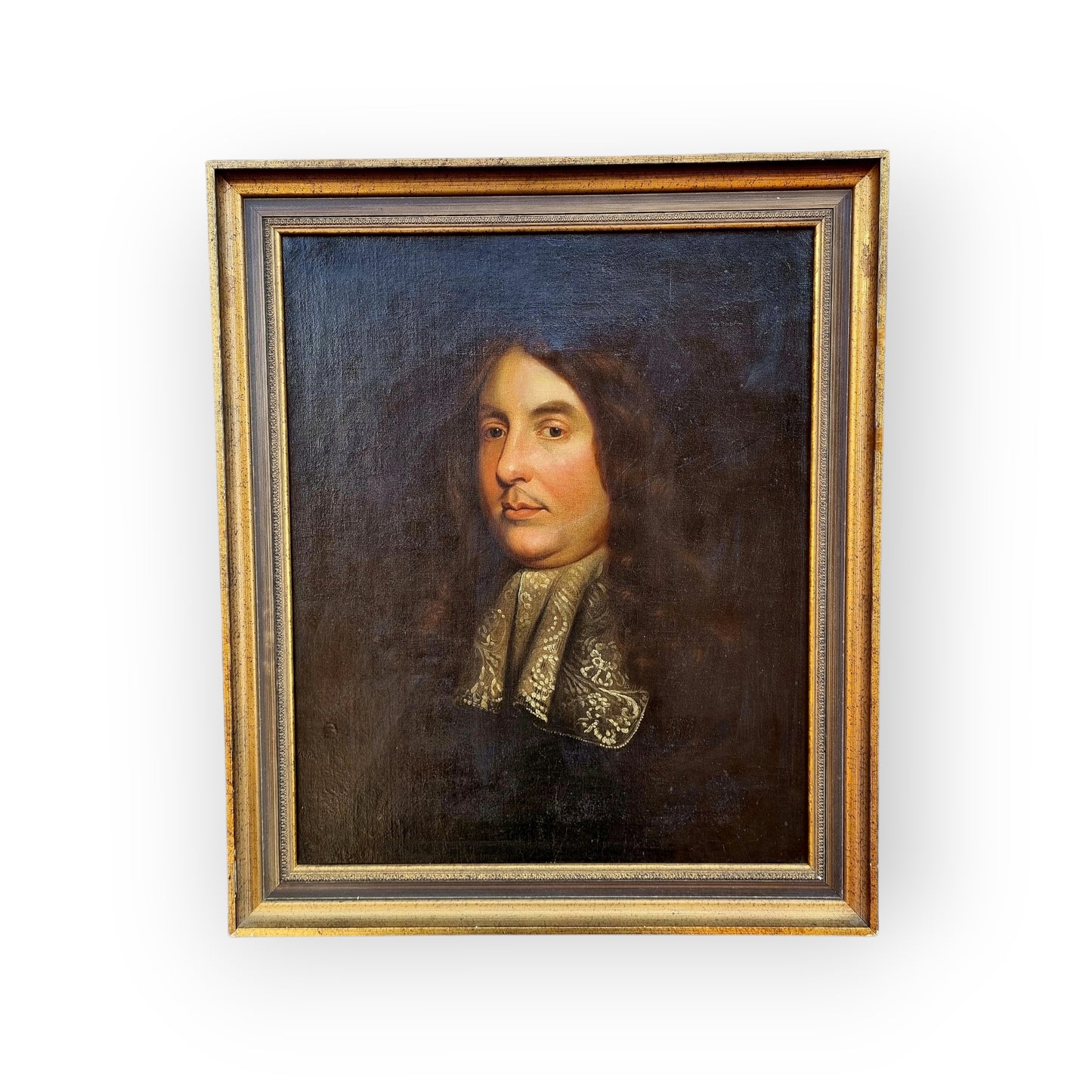 17th-Century English School Antique Oil On Canvas Portrait Of A Gentleman, circa 1690